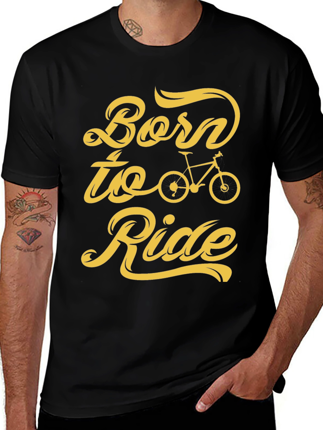 Variant 12 of Born to Ride Bicycle T-Shirt - Black