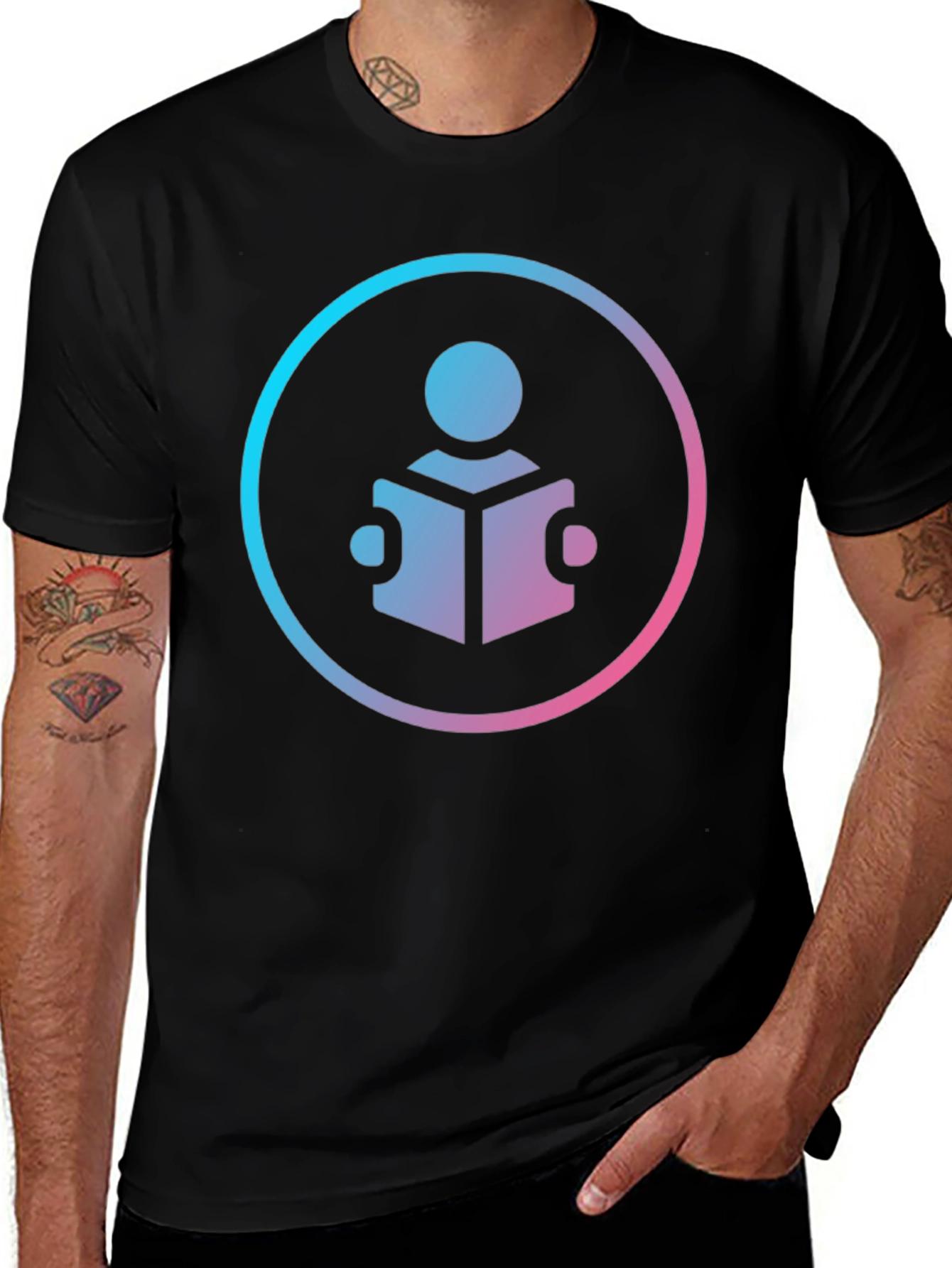 Variant 11 of Reader Icon Black T-Shirt