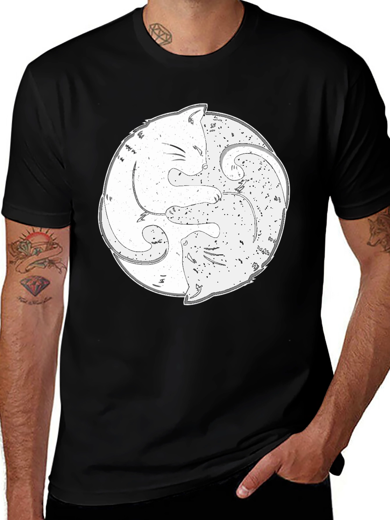 Yin Yang Cats Graphic T-Shirt