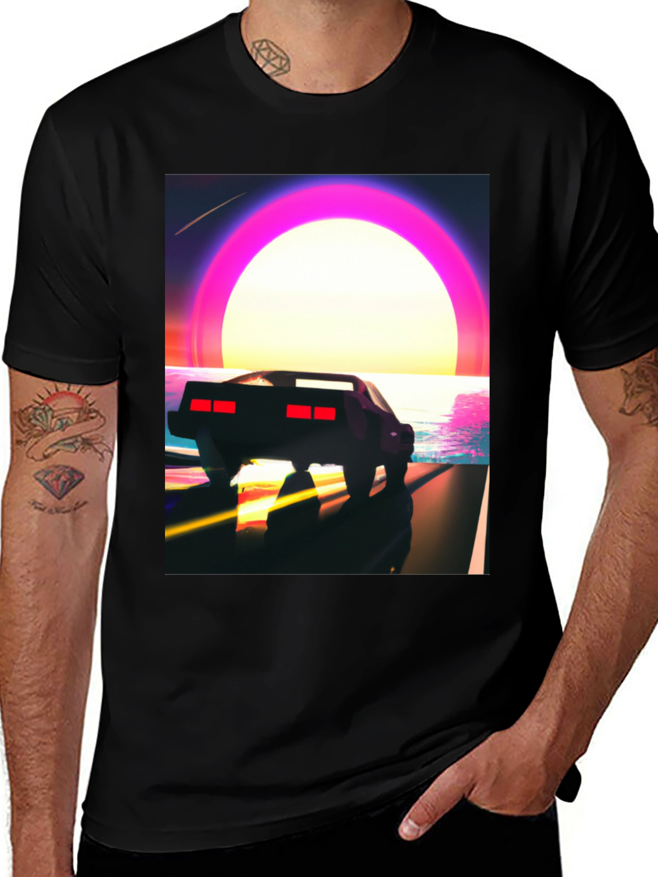 Variant 23 of Retro Sunset Drive T-Shirt - Classic Car Design