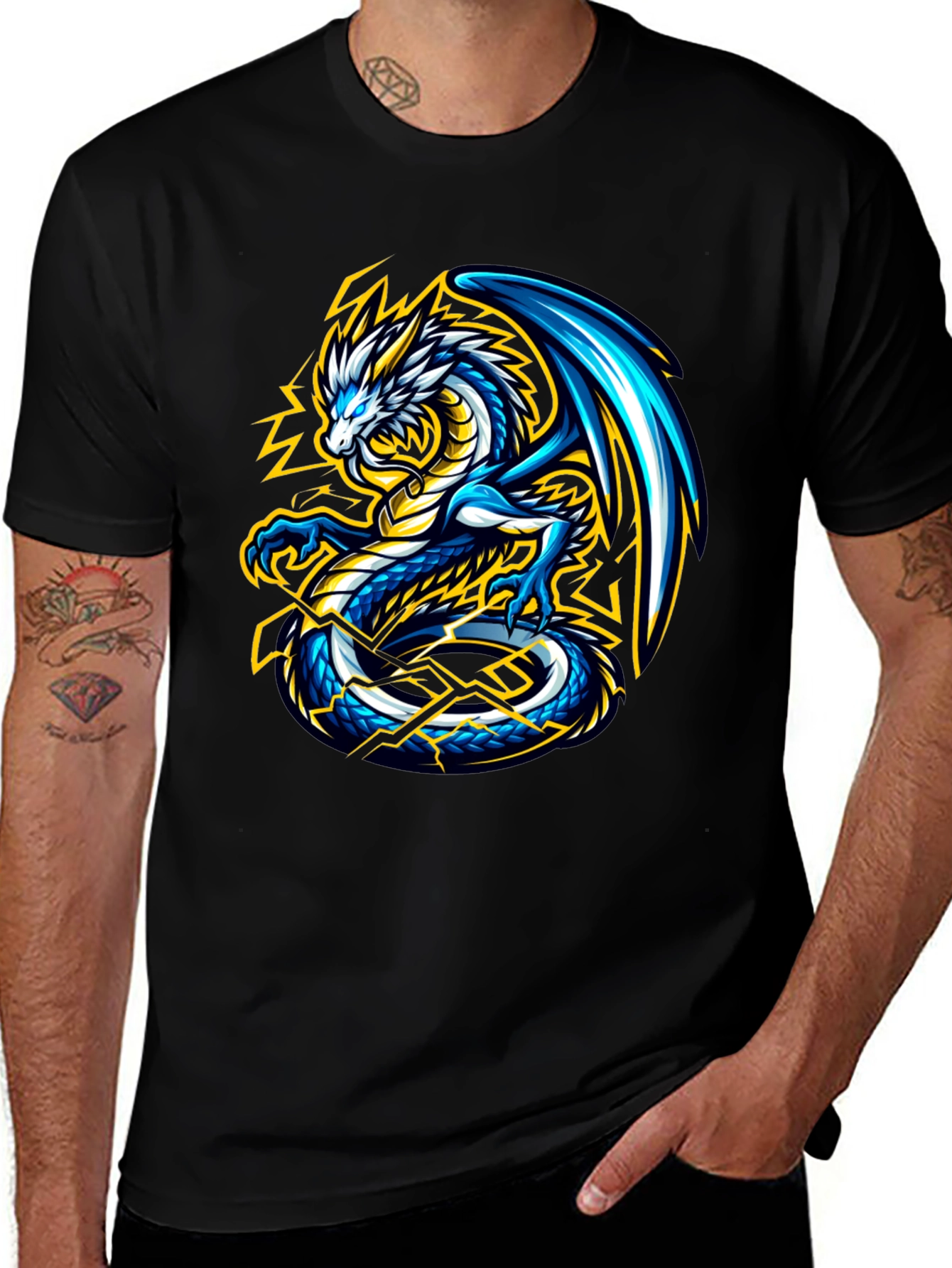 Variant 14 of Dragon Graphic Tee - Men's Black T-Shirt