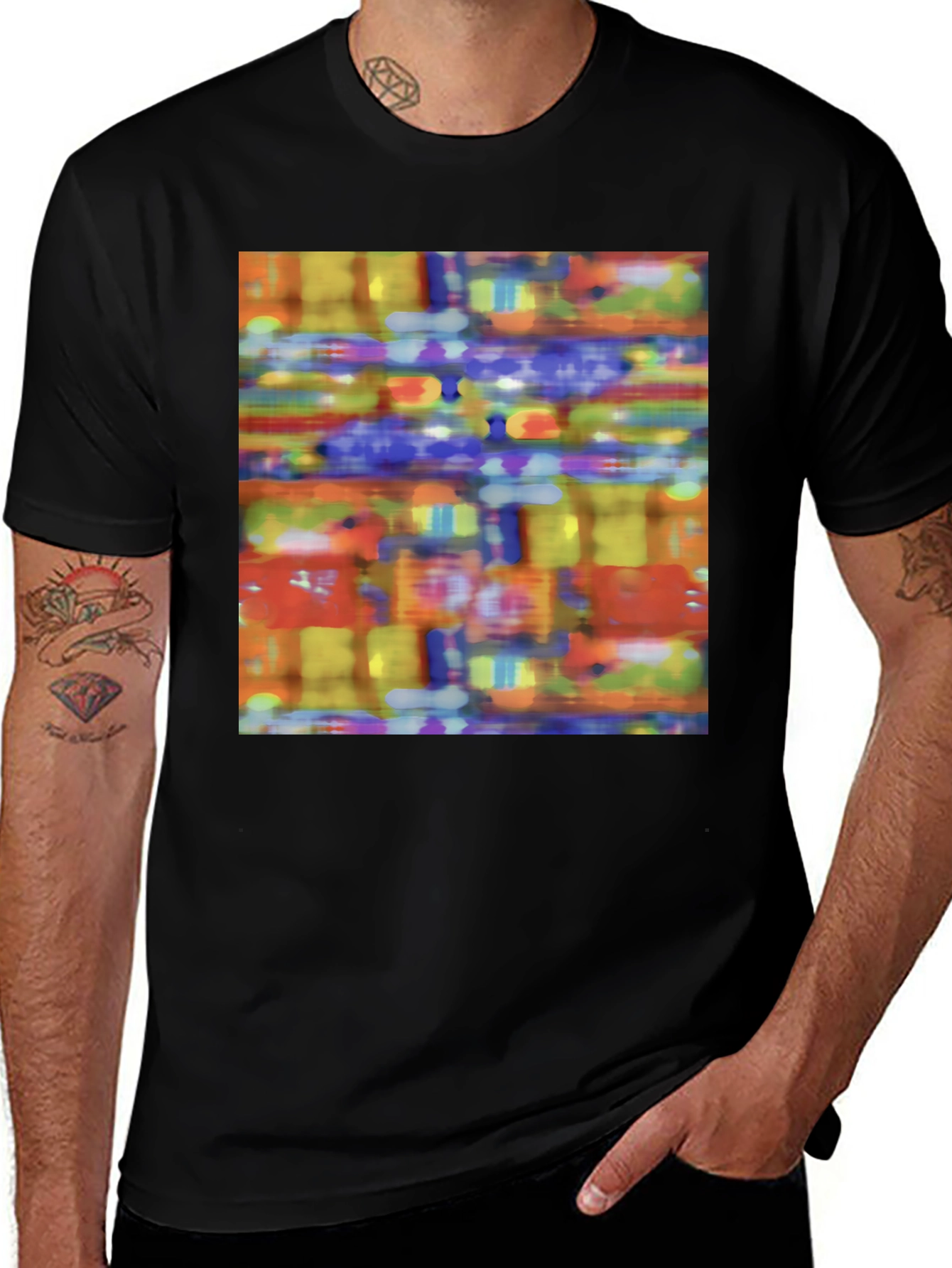 Variant 13 of Abstract Graphic Print Black T-Shirt