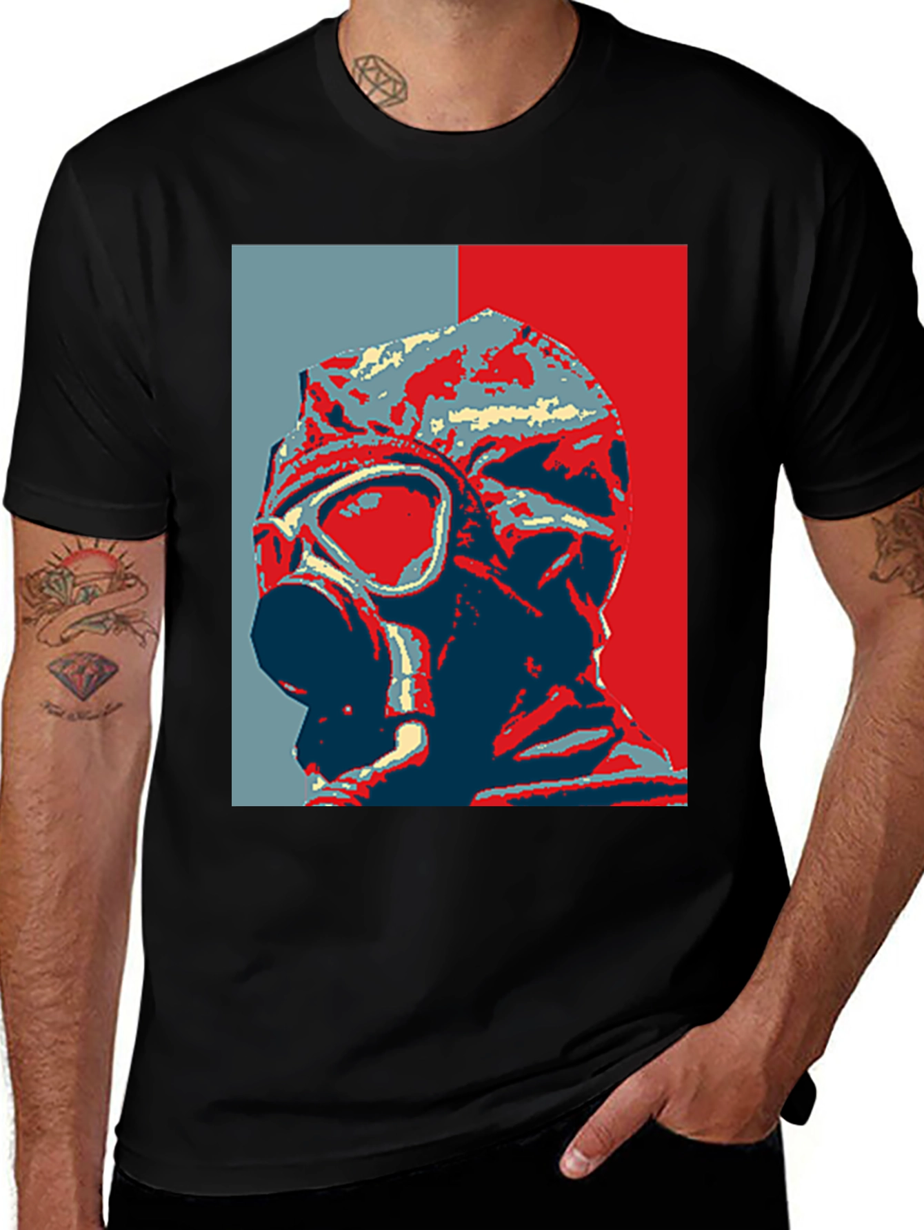 Variant 19 of Gas Mask Graphic Print Black T-Shirt