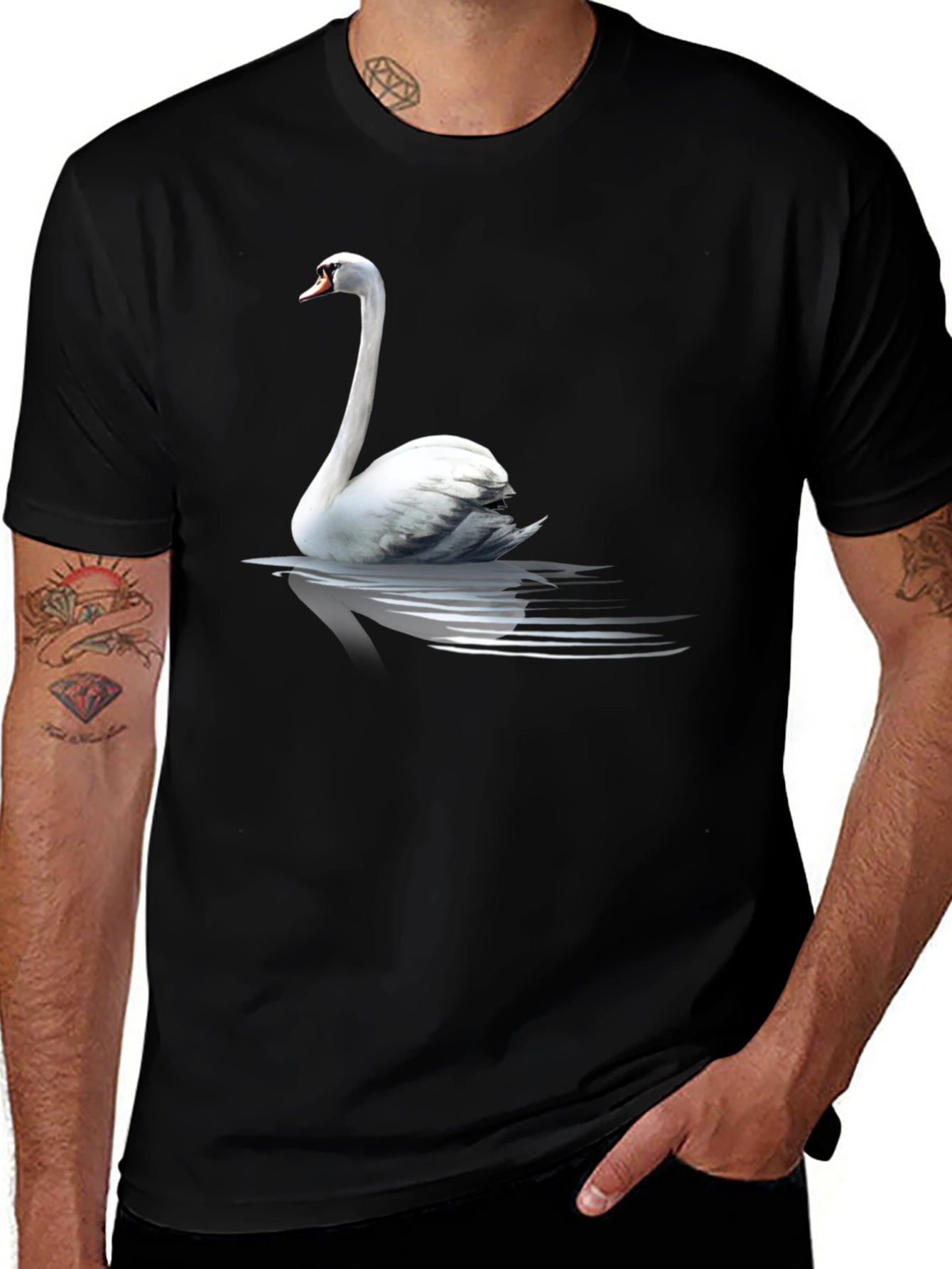 Variant 16 of Swan Graphic Print Black T-Shirt