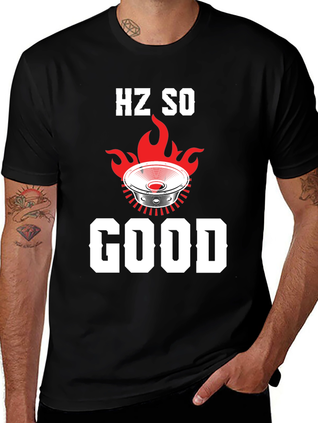 Variant 27 of HZ SO GOOD Speaker Graphic T-Shirt - Black