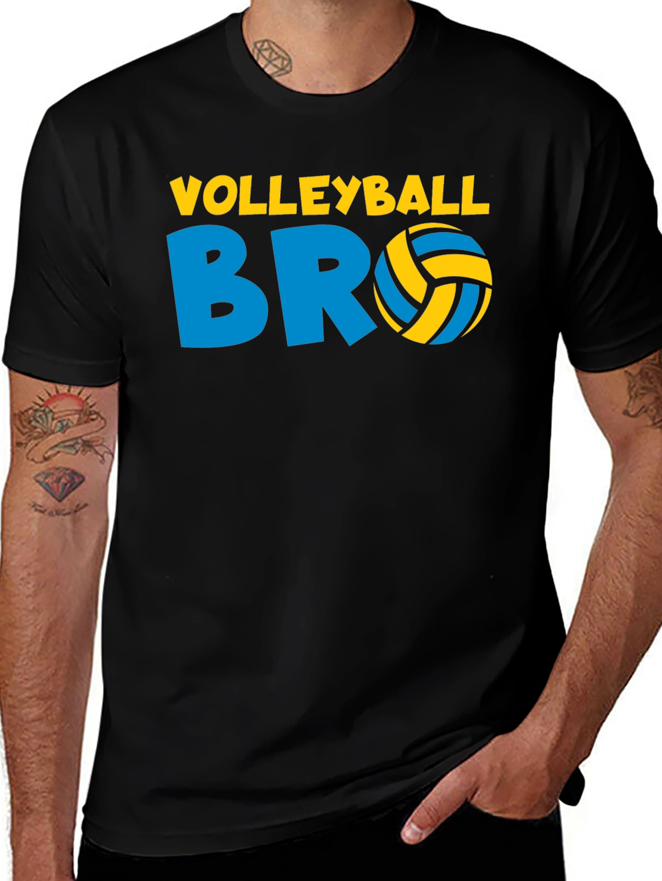 Variant 13 of Volleyball Bro Graphic Tee - Black