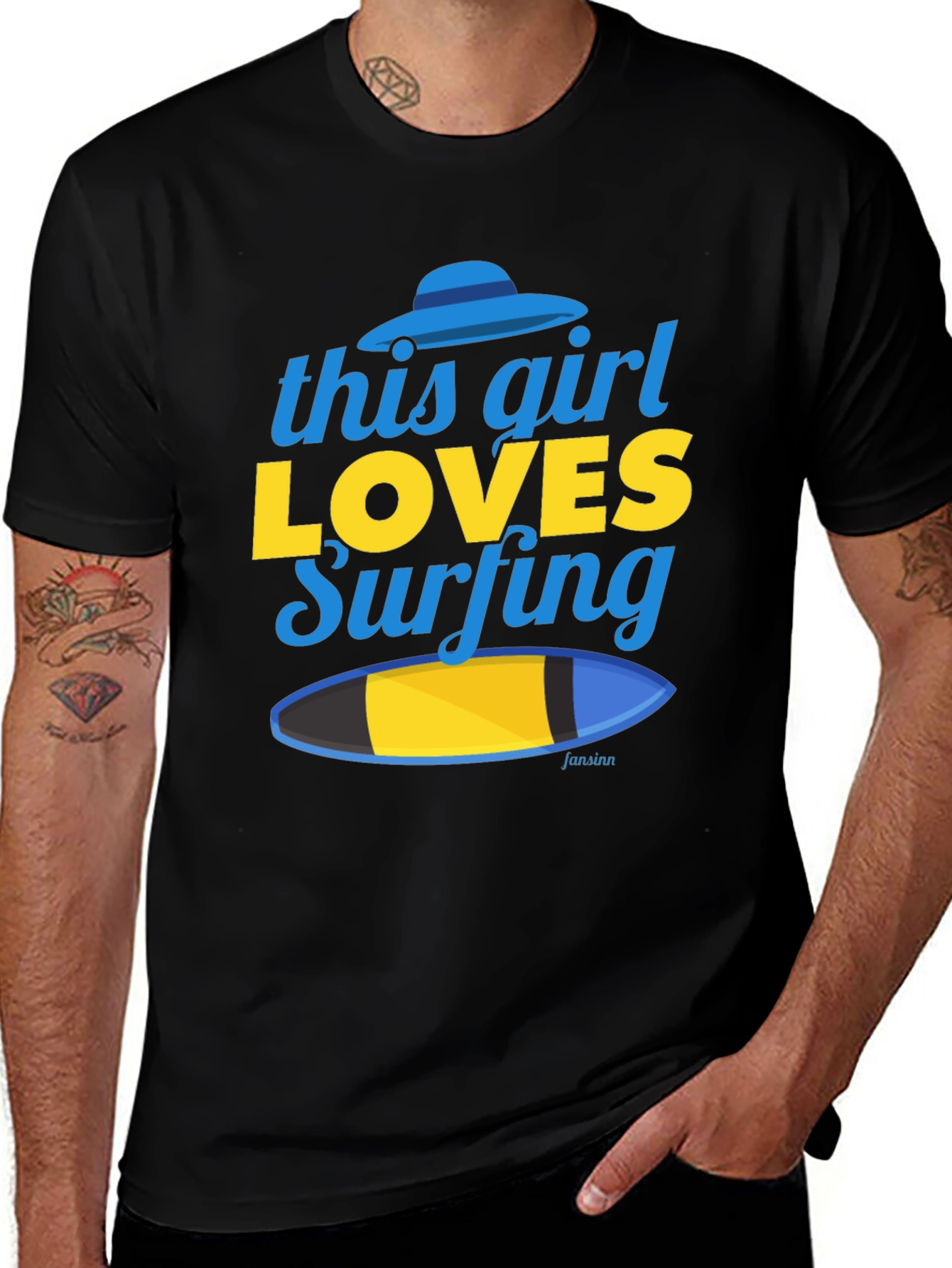 Variant 29 of This Girl Loves Surfing T-Shirt - Black