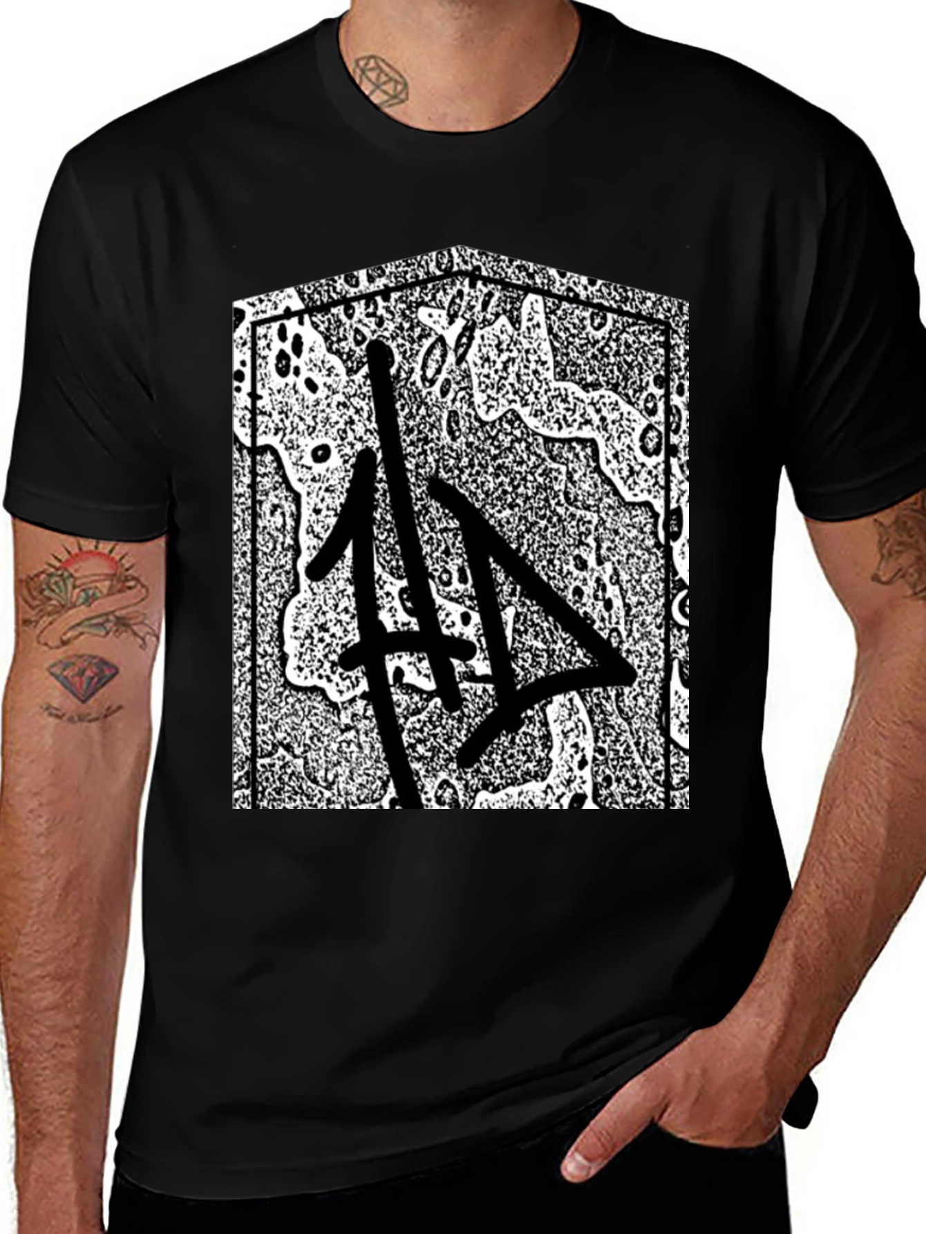 Abstract Graphic Print Black T-Shirt