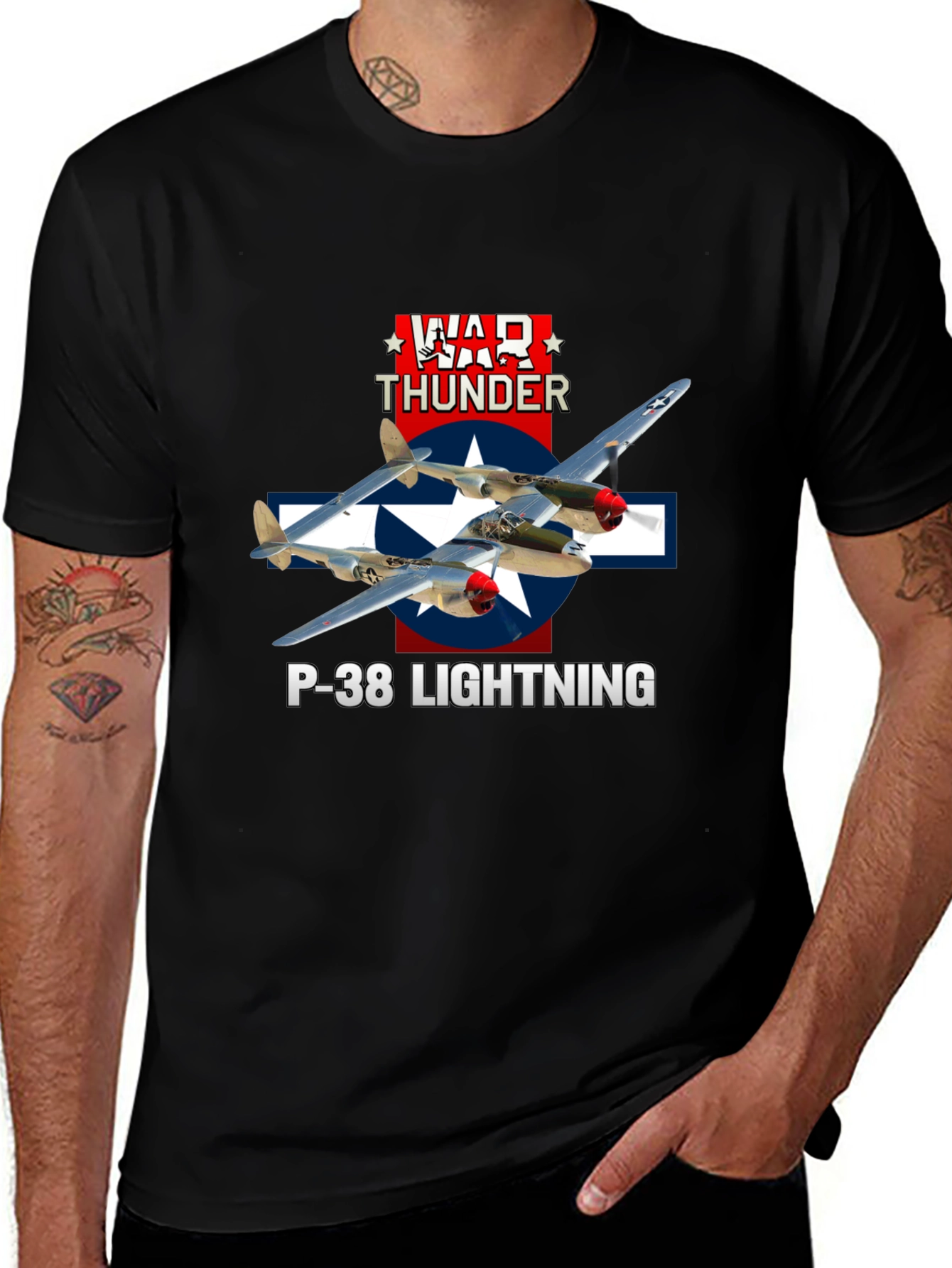 Variant 13 of War Thunder P-38 Lightning Black T-Shirt