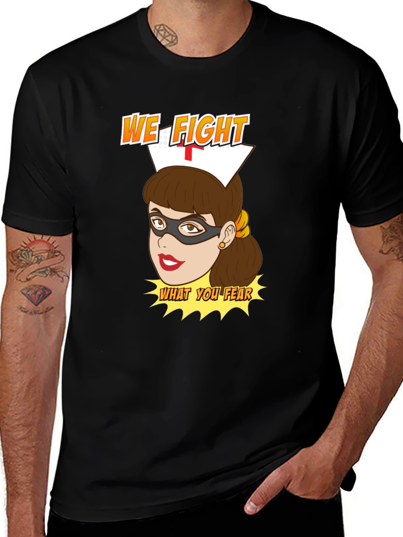 Black Nurse Superhero T-Shirt - We Fight What You Fear main image