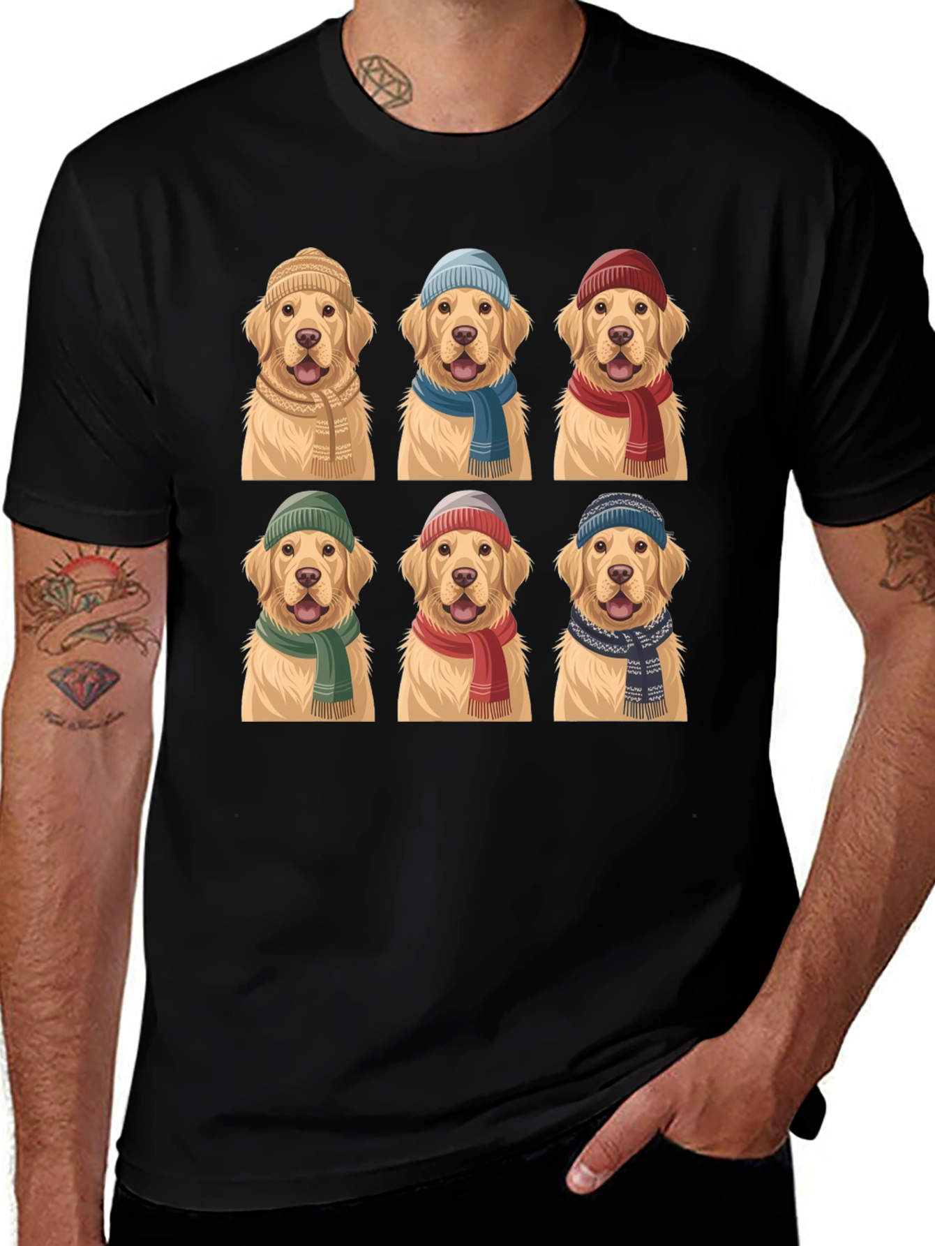 Variant 3 of Golden Retriever Hats & Scarves T-Shirt