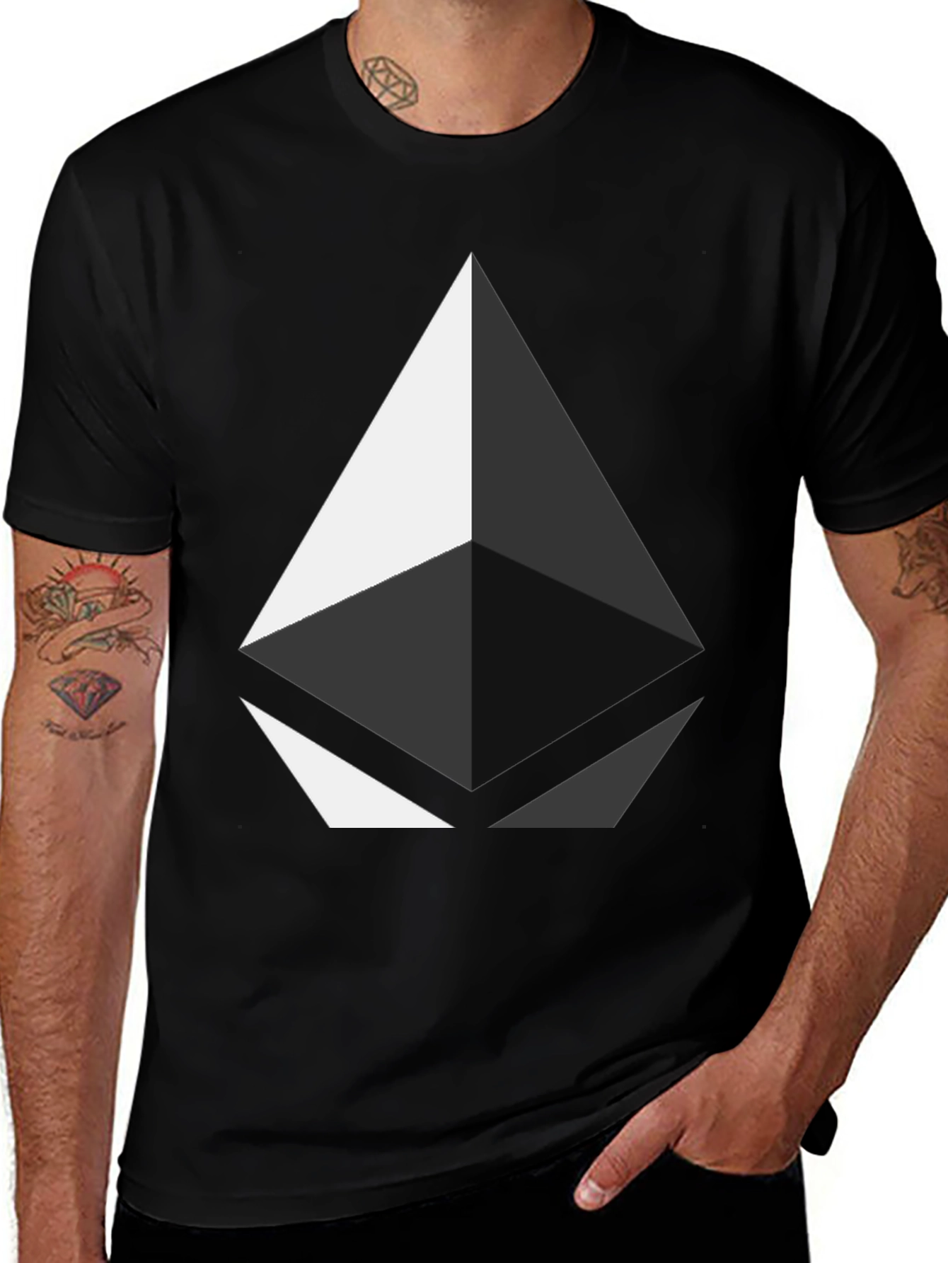 Variant 3 of Geometric Graphic Print Black T-Shirt