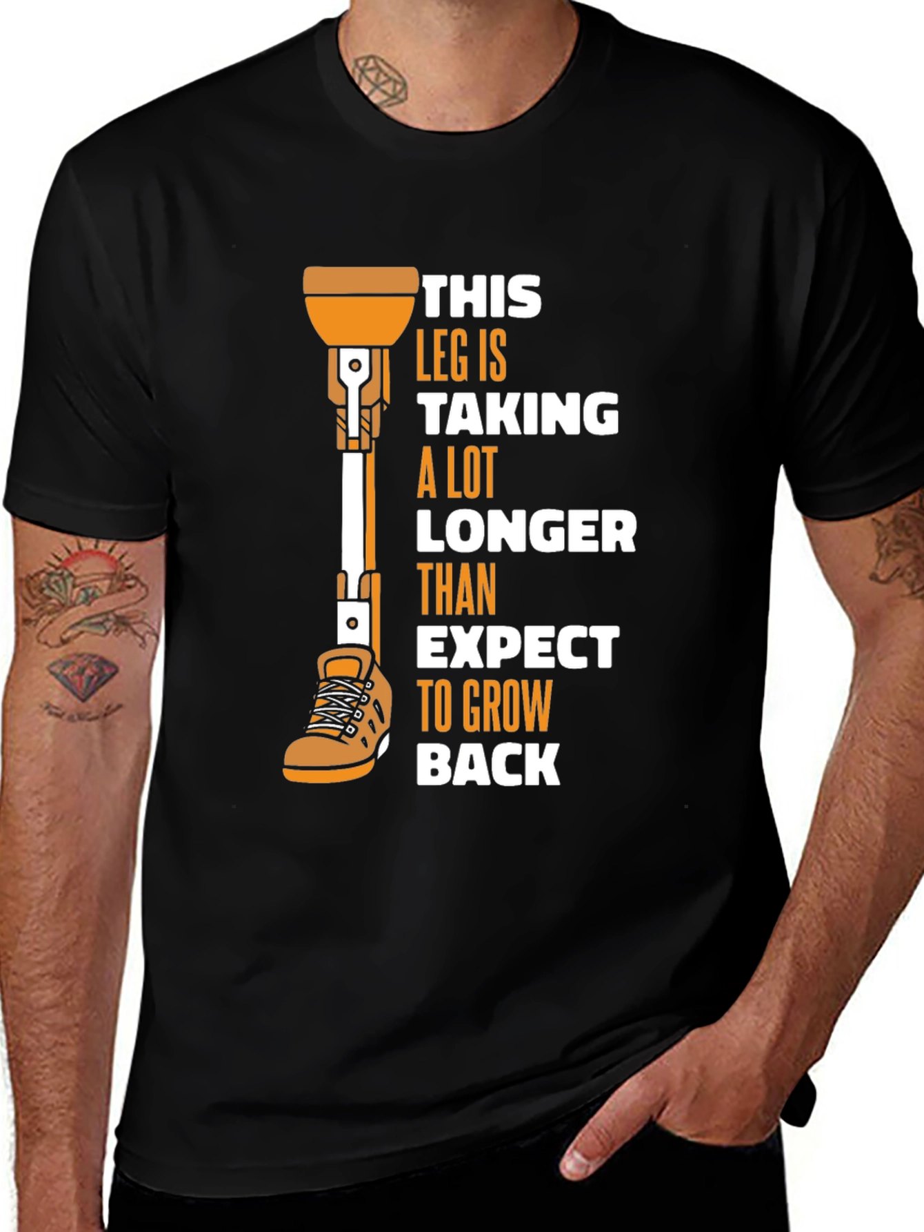 Variant 28 of Humorous Prosthetic Leg T-Shirt