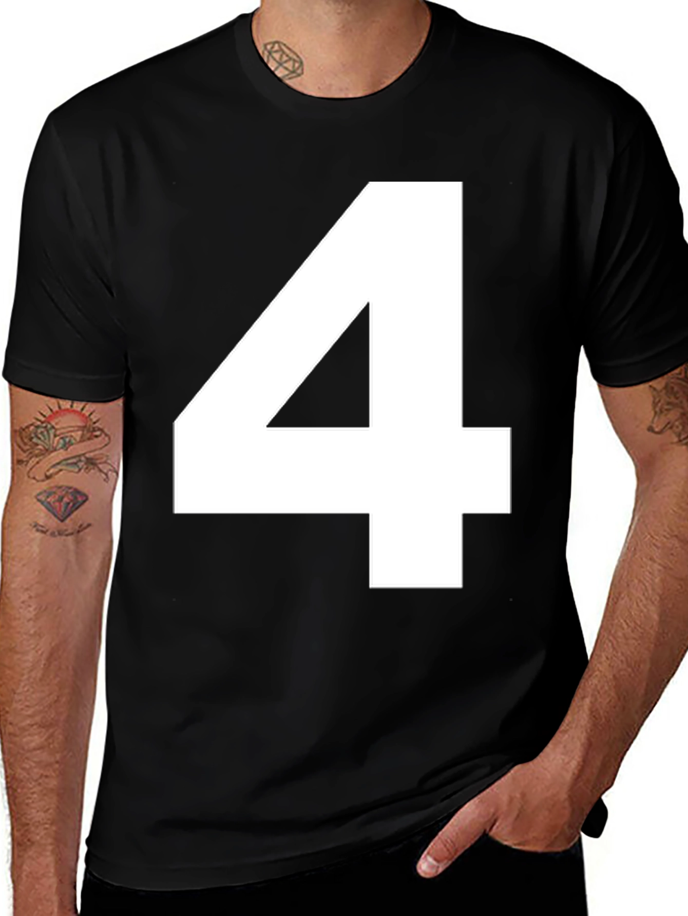 Variant 8 of Number 4 Graphic Tee - Bold Black Casual Shirt