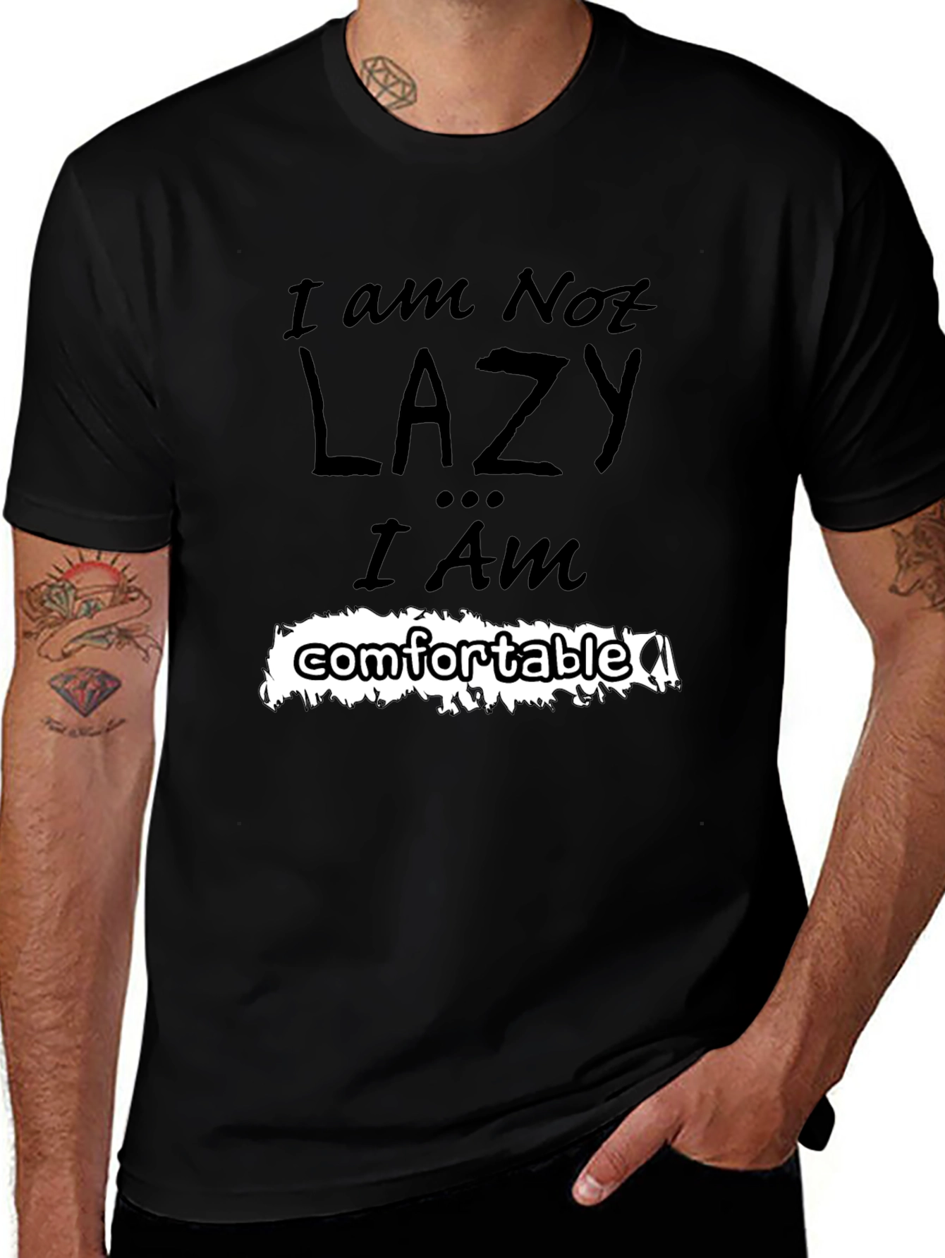 Variant 19 of Comfortable Statement Tee - 'Not Lazy' Funny Slogan