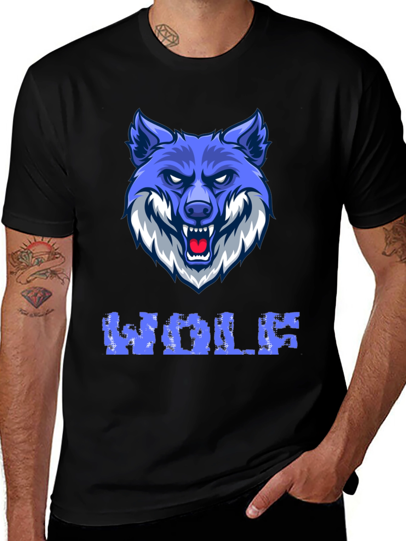 Variant 24 of Blue Wolf Graphic Print Men's T-Shirt