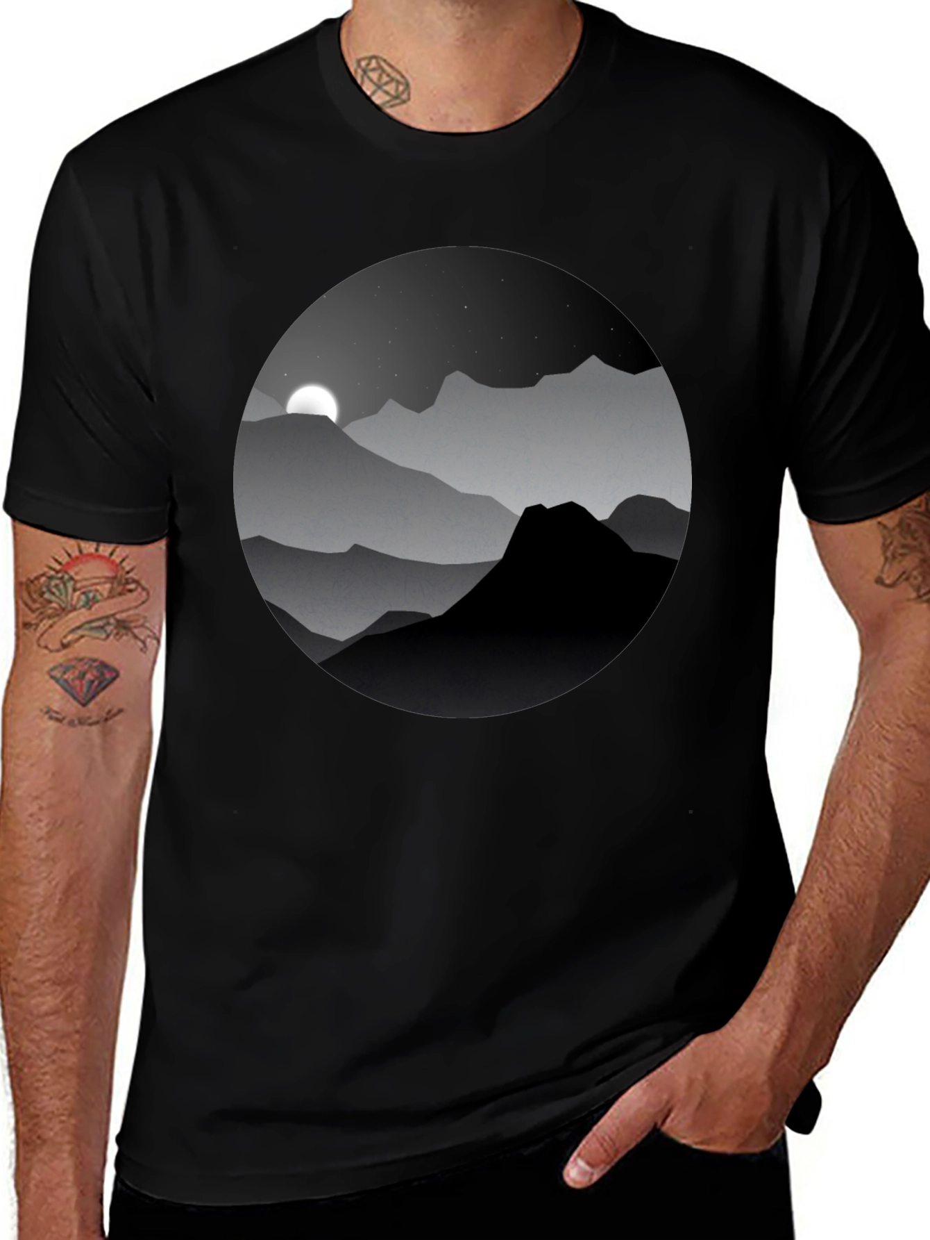 Variant 12 of Men's Mountain Moon Graphic Tee - Black