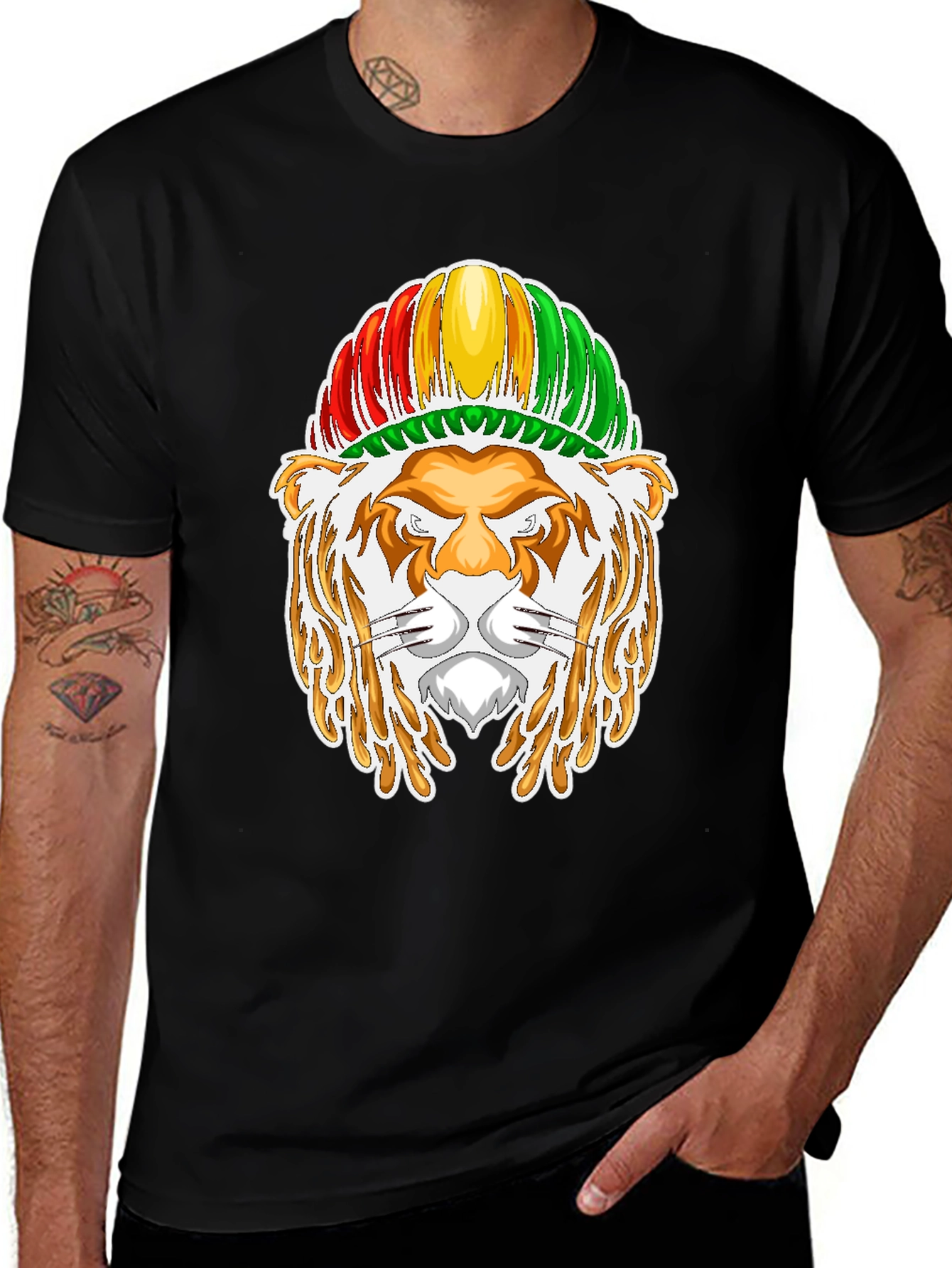 Rasta Lion Graphic Tee - Reggae Style T-Shirt