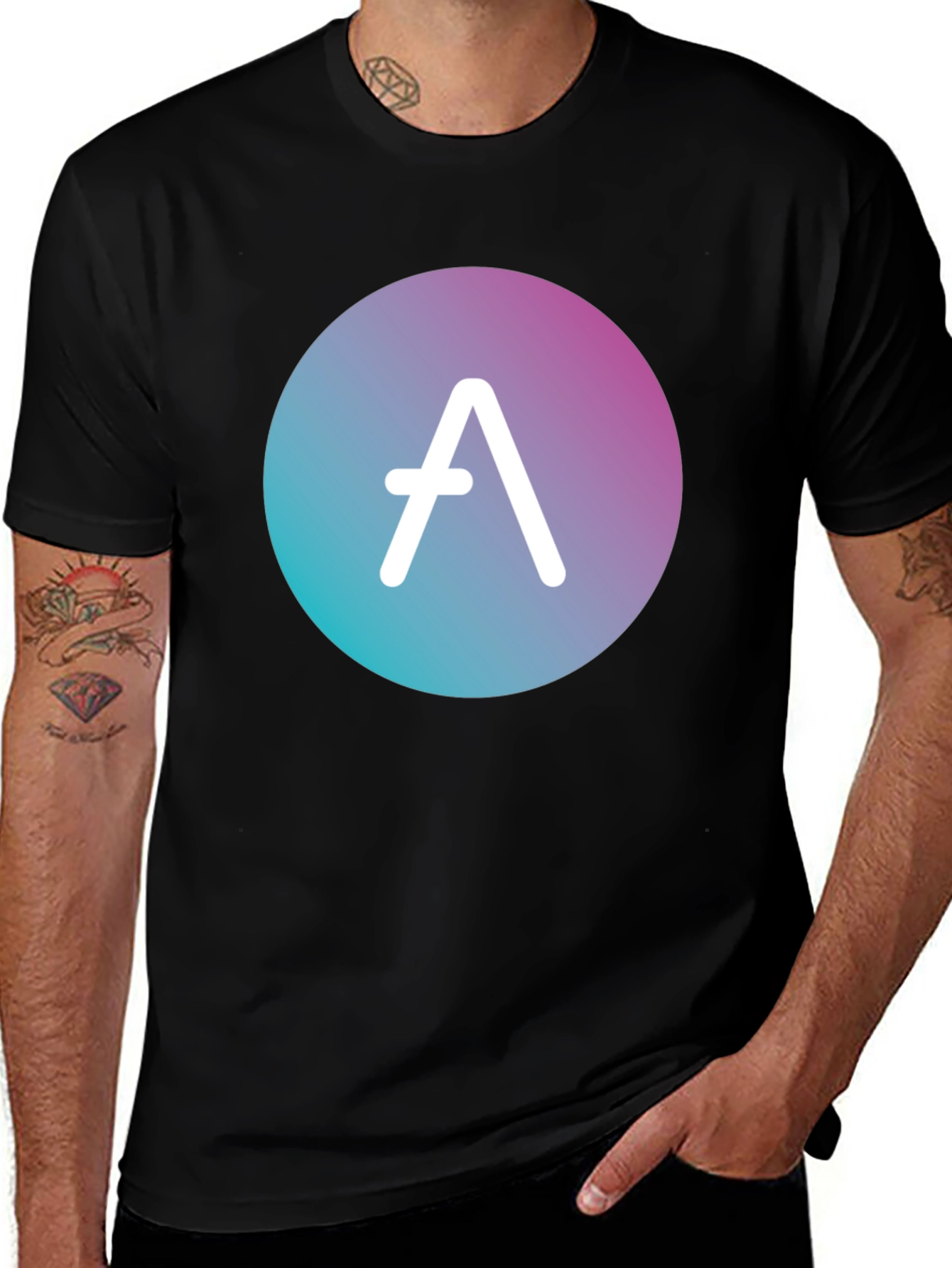Variant 27 of Modern Gradient Circle Logo Black T-Shirt