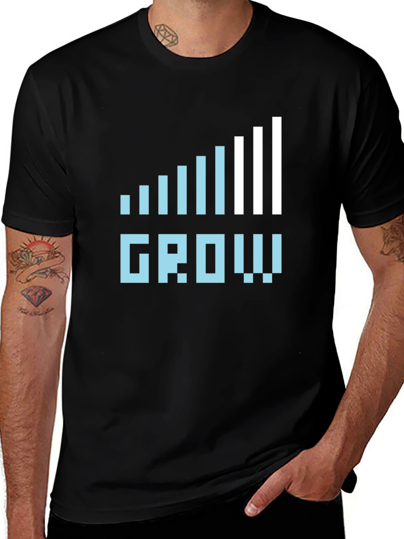 Variant 26 of Grow Graphic Tee - Black Casual Cotton T-Shirt
