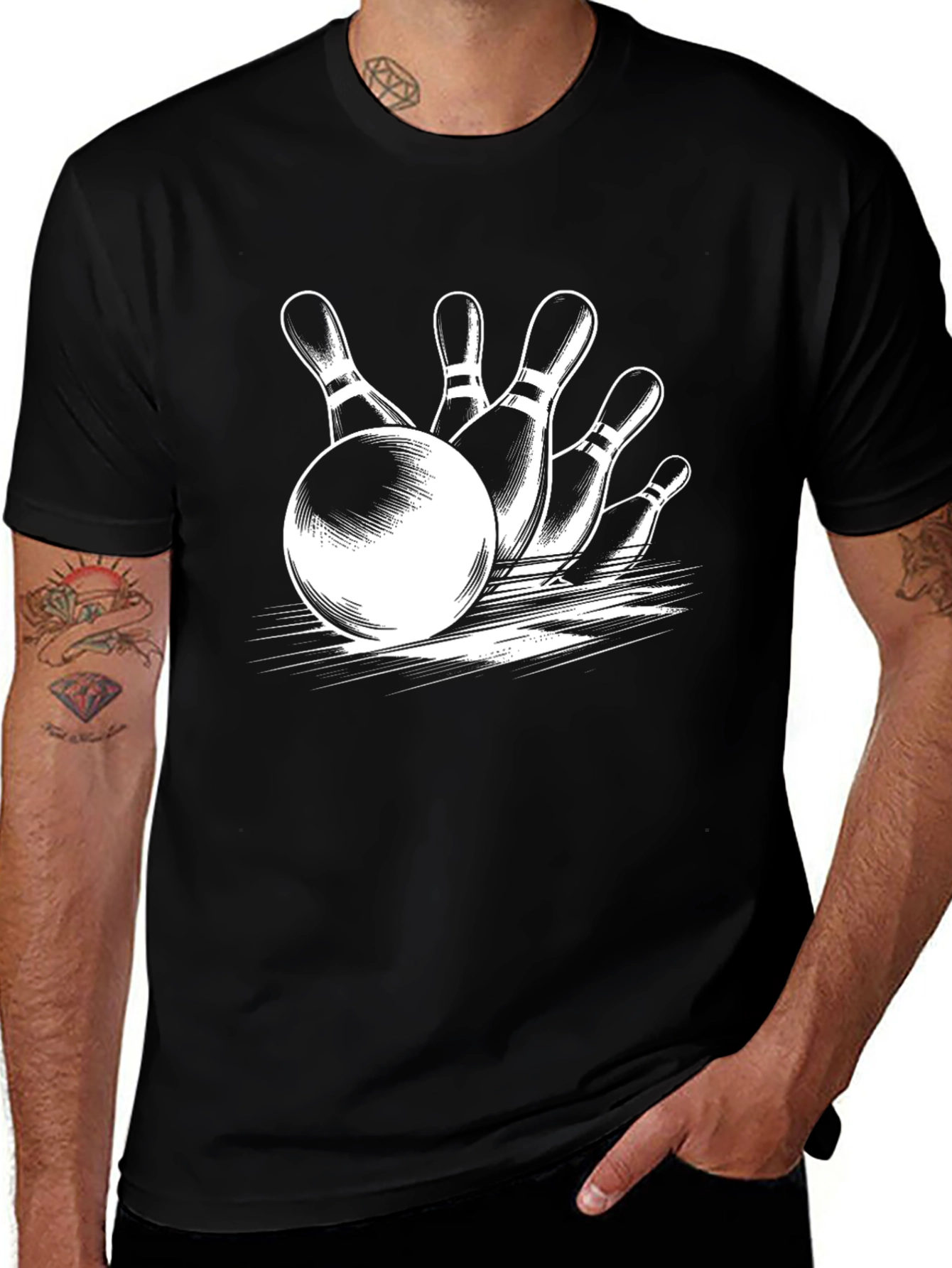 Bowling Strike T-Shirt - Black
