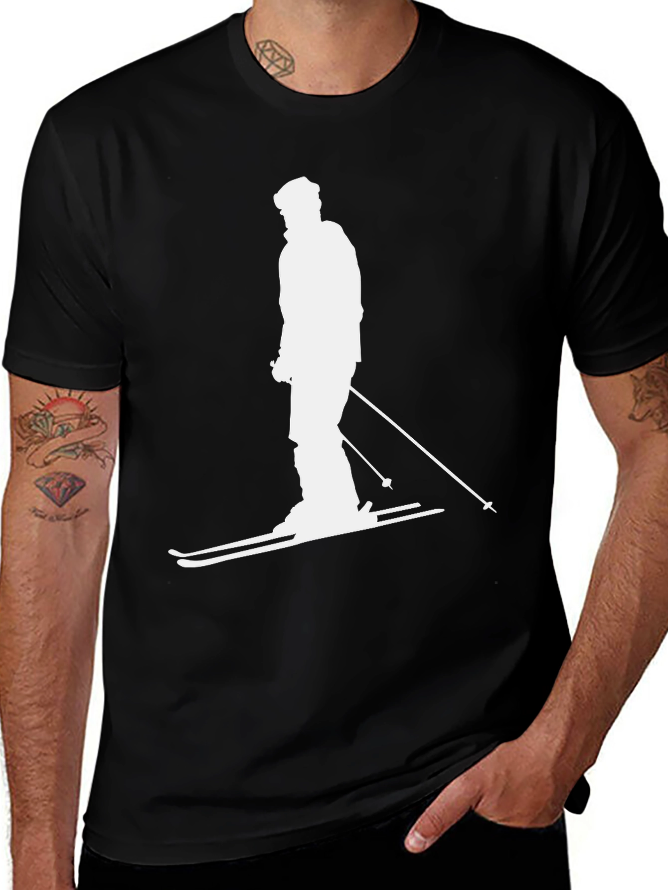 Variant 2 of Skiing Silhouette Graphic Tee - Stylish Winter Apparel