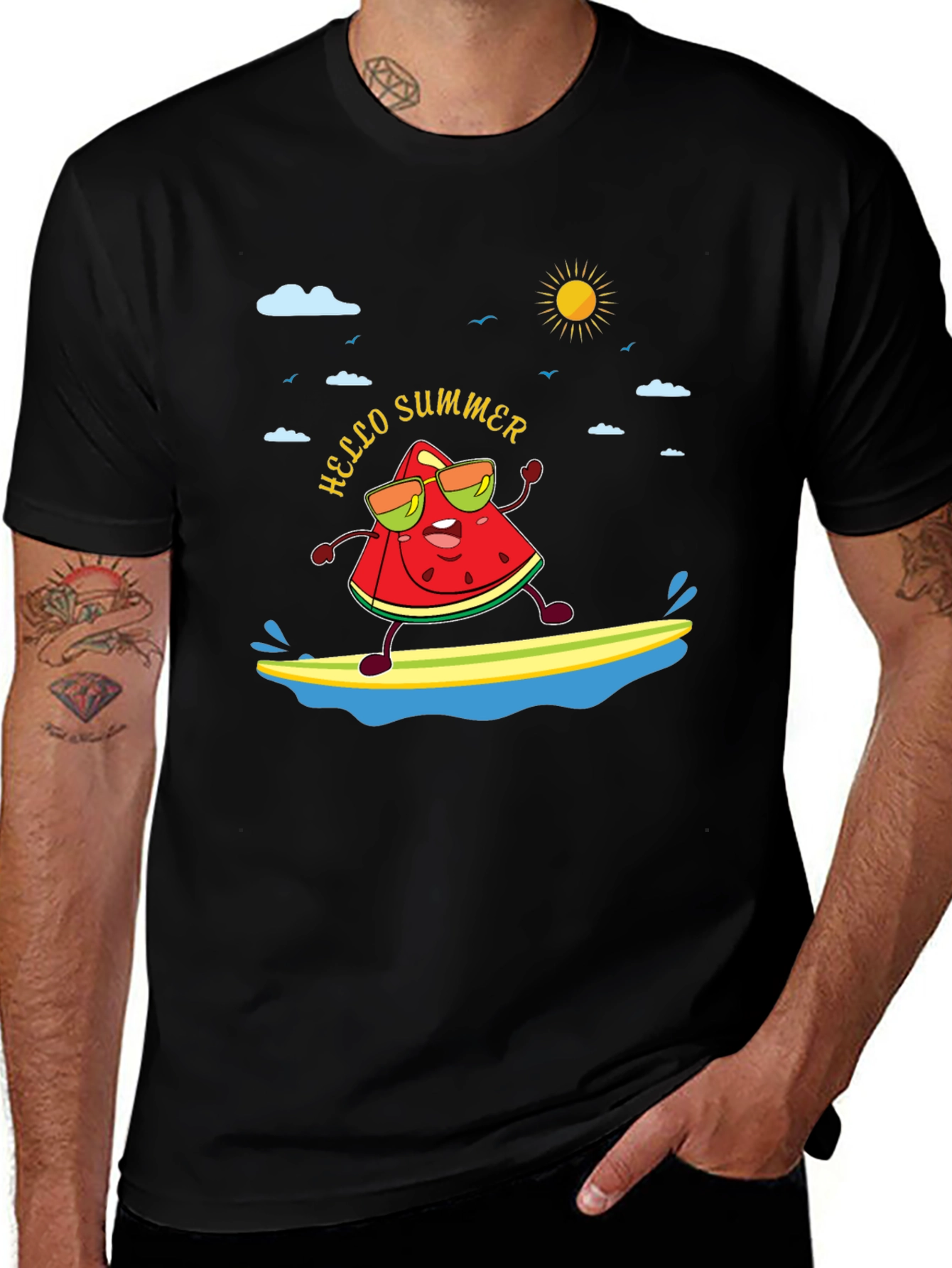 Variant 14 of Hello Summer Watermelon Surfing T-Shirt