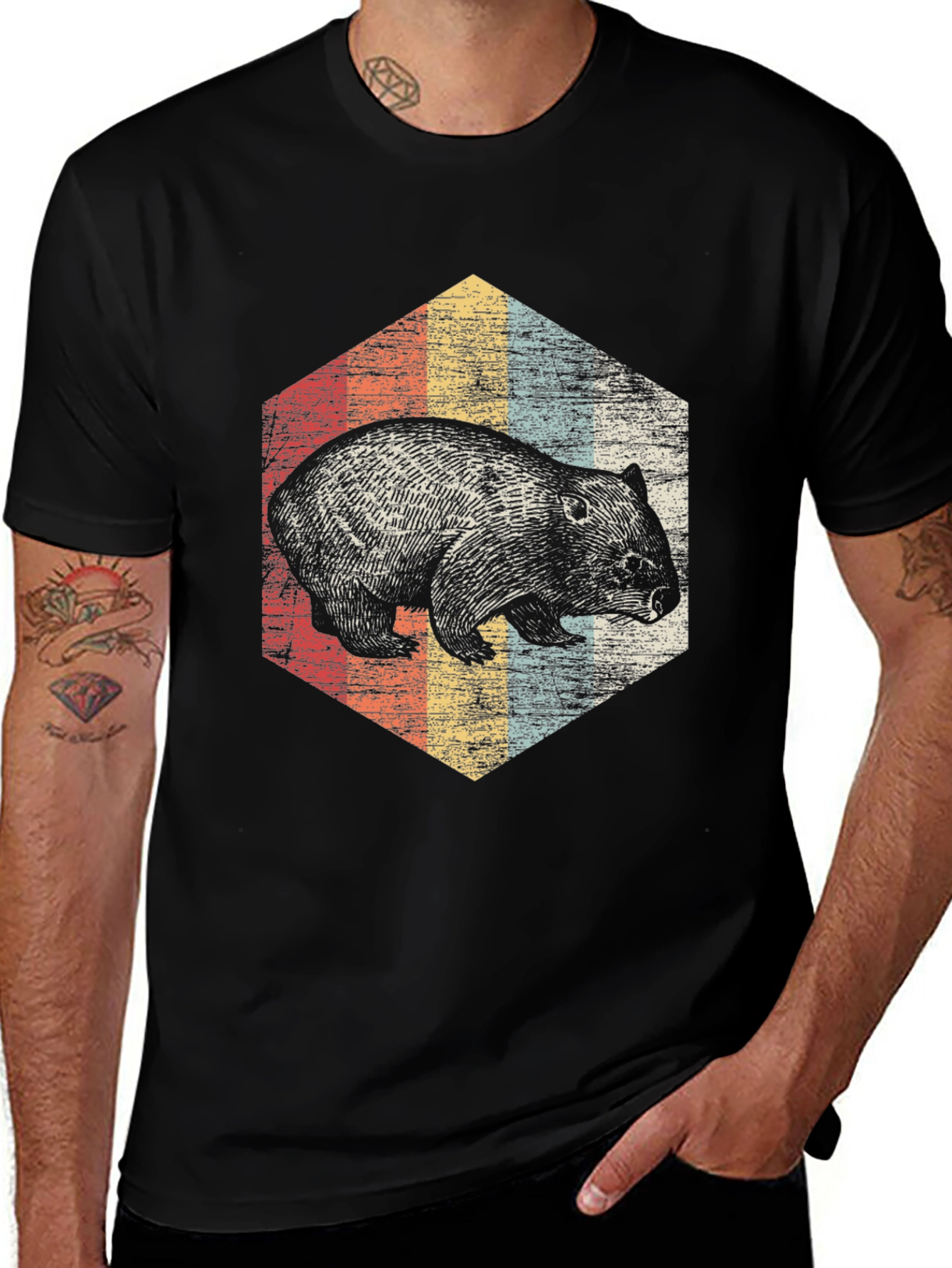 Variant 25 of Retro Wombat Graphic Tee - Vintage Style Men's T-Shirt