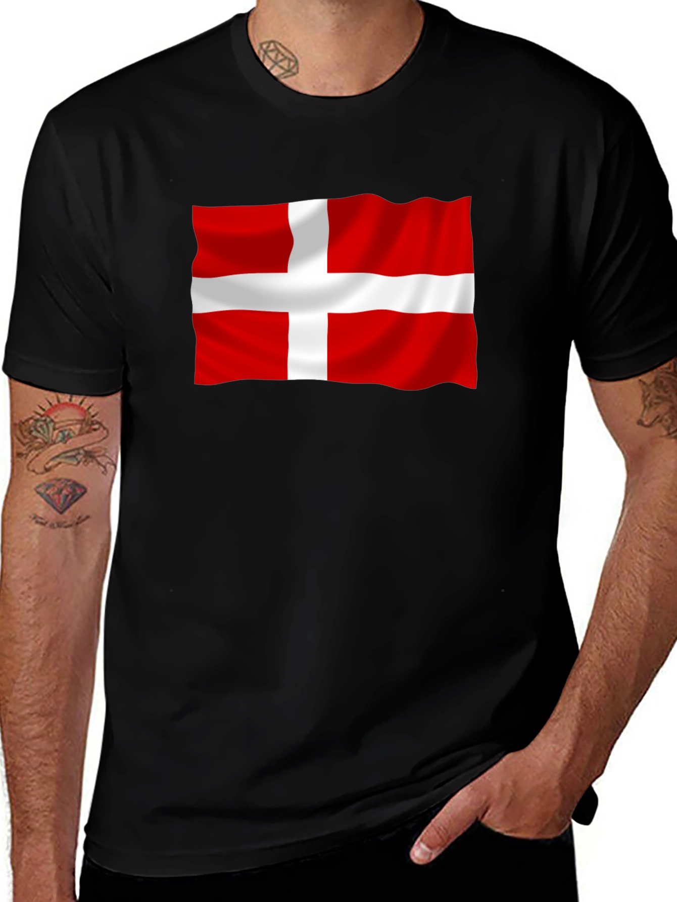 Denmark Flag Graphic Tee - Black