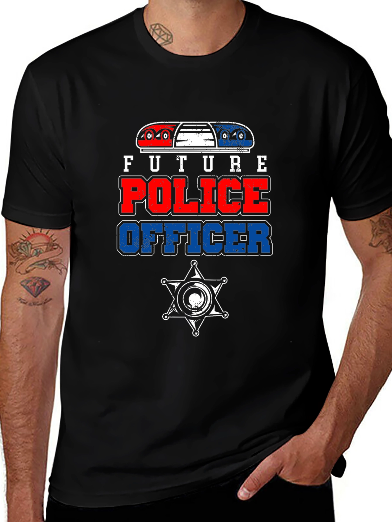 Variant 22 of Future Police Officer Graphic Tee - Black Cotton T-Shirt