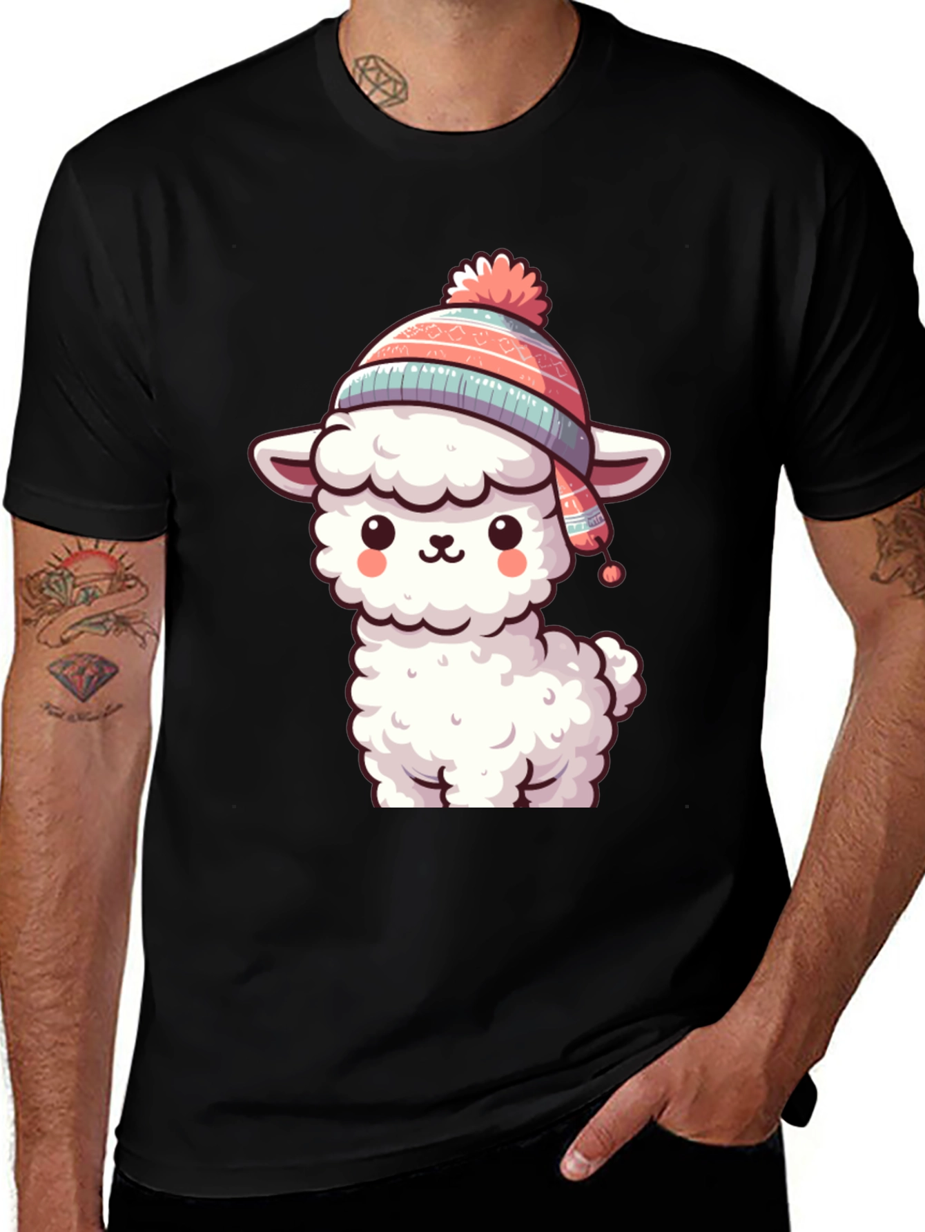 Variant 29 of Cute Llama in Hat Graphic Tee