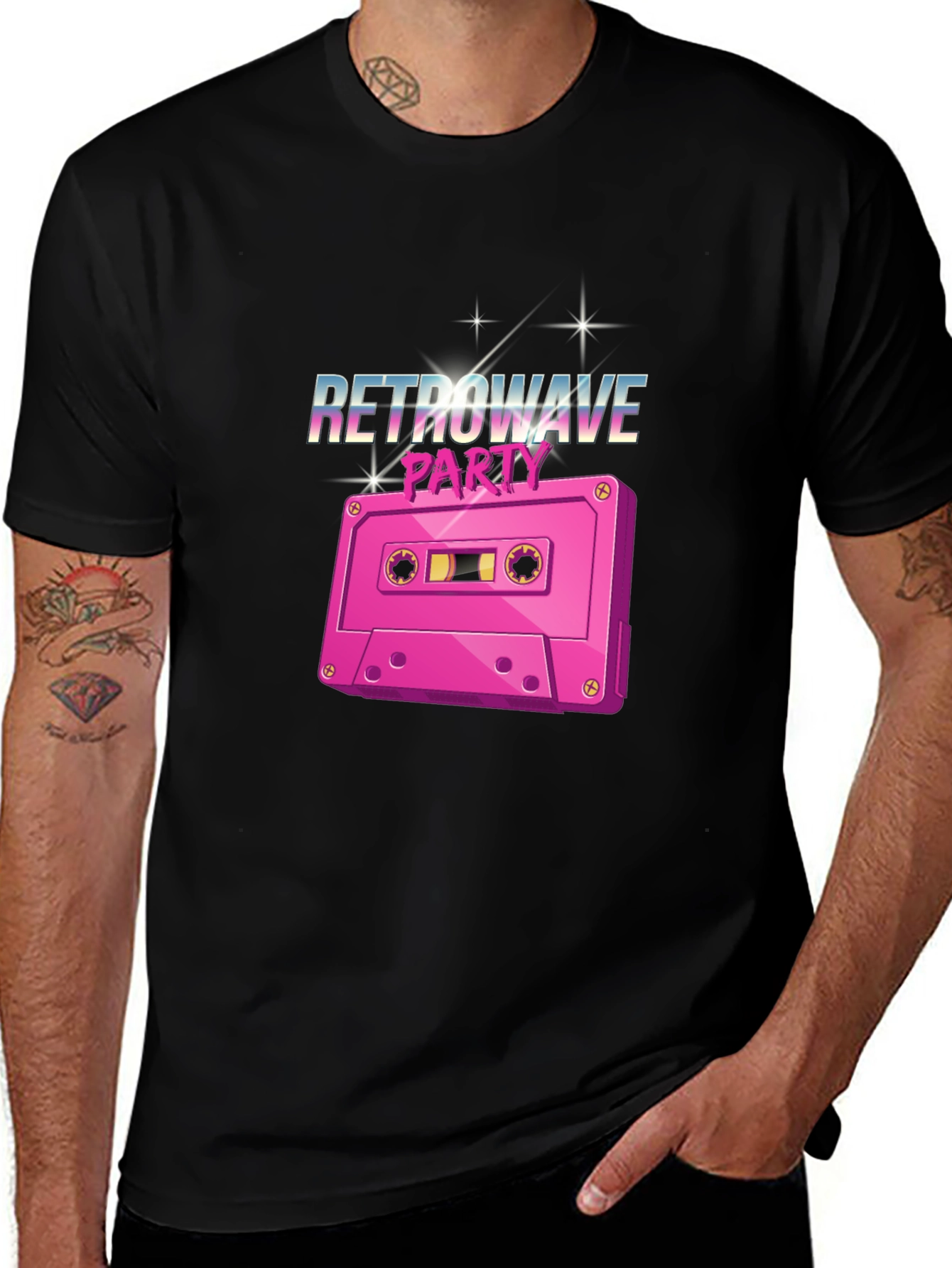 Variant 3 of Retrowave Party Cassette Tape Graphic T-Shirt