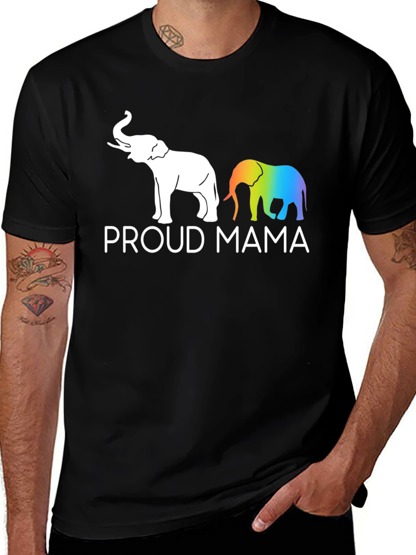 Variant 30 of Proud Mama Elephant Graphic Tee - Black Unisex