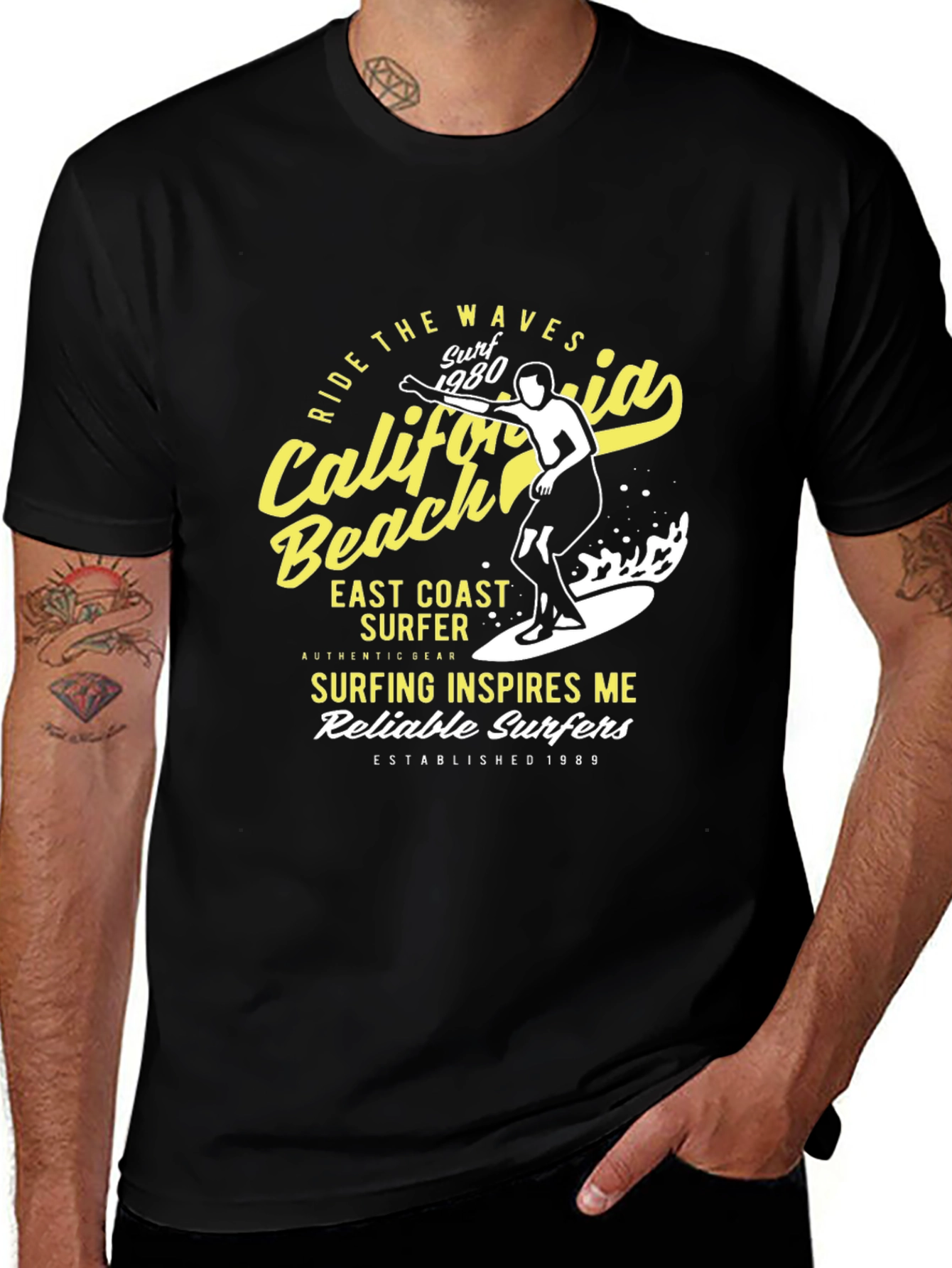 Variant 6 of California Beach Surfing Graphic T-Shirt