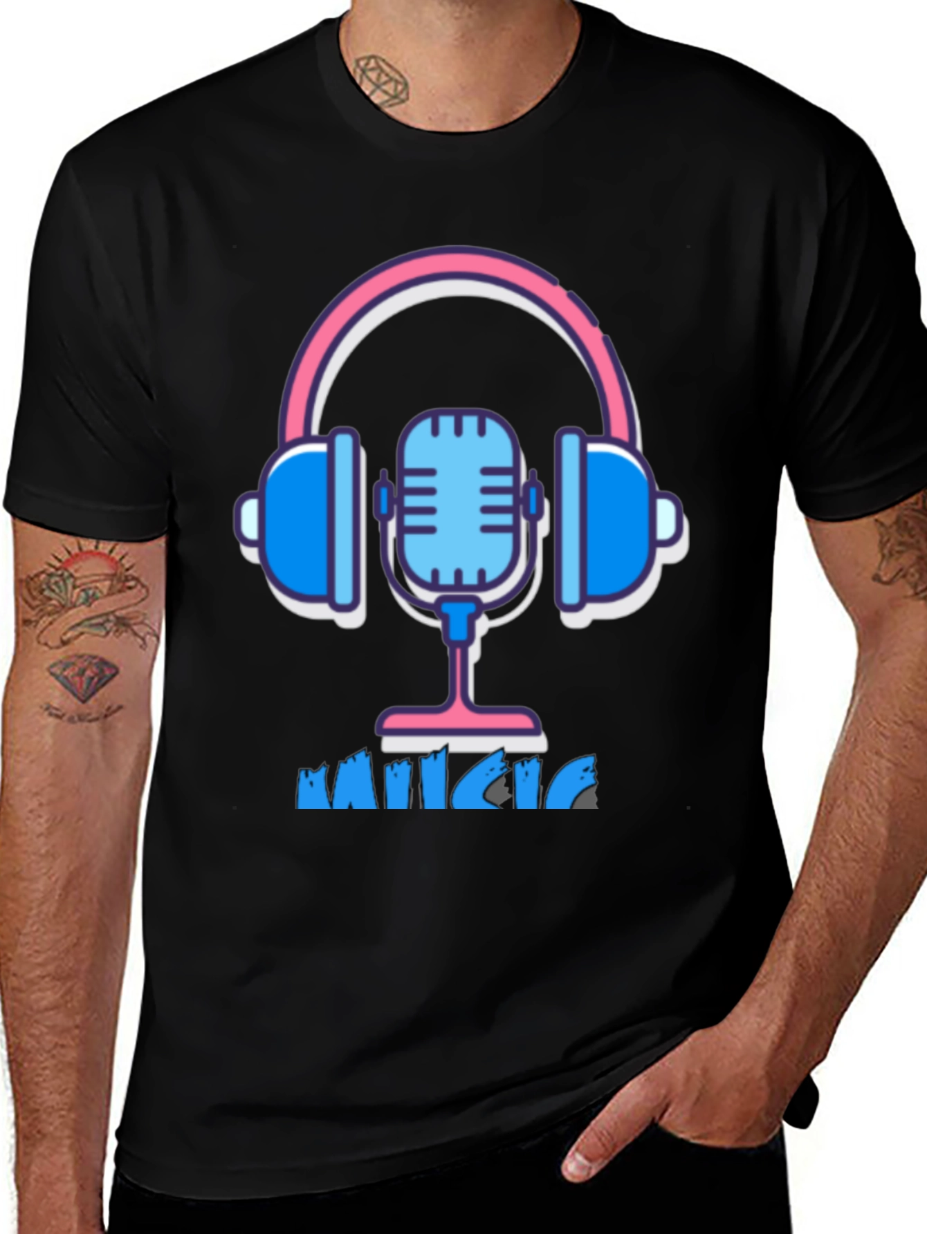 Variant 10 of Stylish Music Lover T-Shirt - Headphones & Mic Graphic Tee