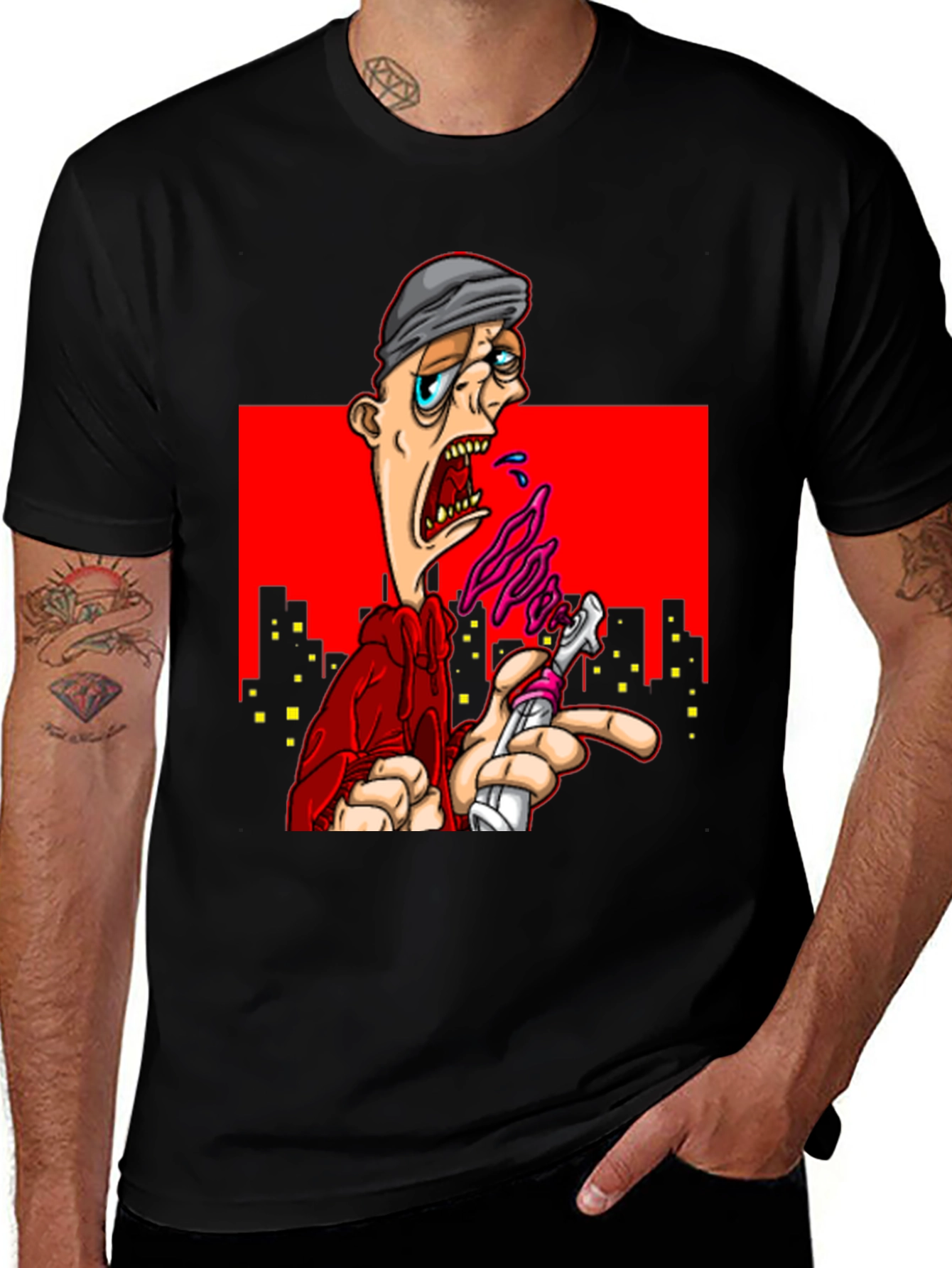 Variant 25 of Edgy Cartoon Graphic T-Shirt - Urban Style