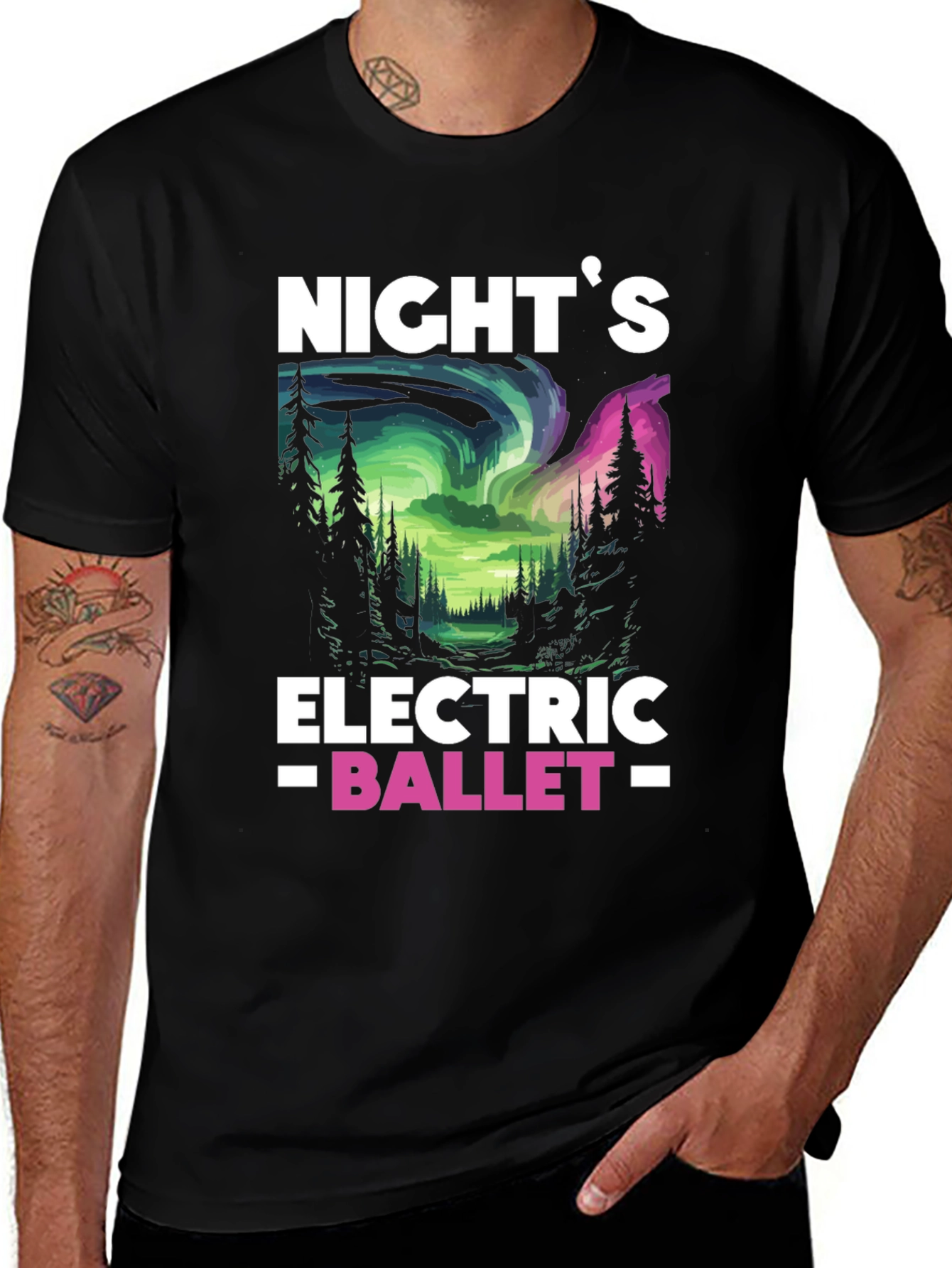 Variant 20 of Night's Electric Ballet T-Shirt Aurora Northern Lights 