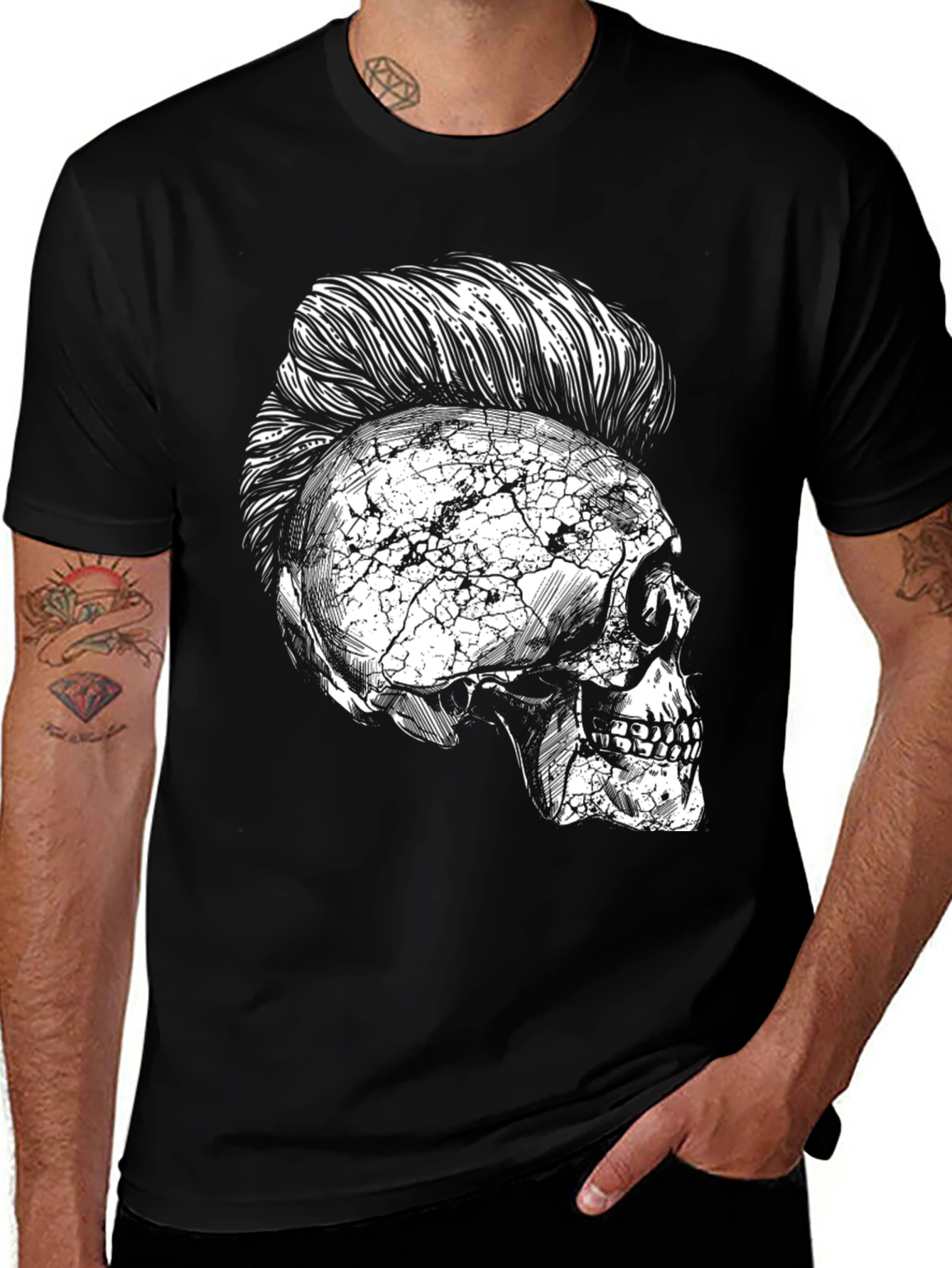 Variant 9 of Edgy Skull Graphic T-Shirt - Punk Rock Style