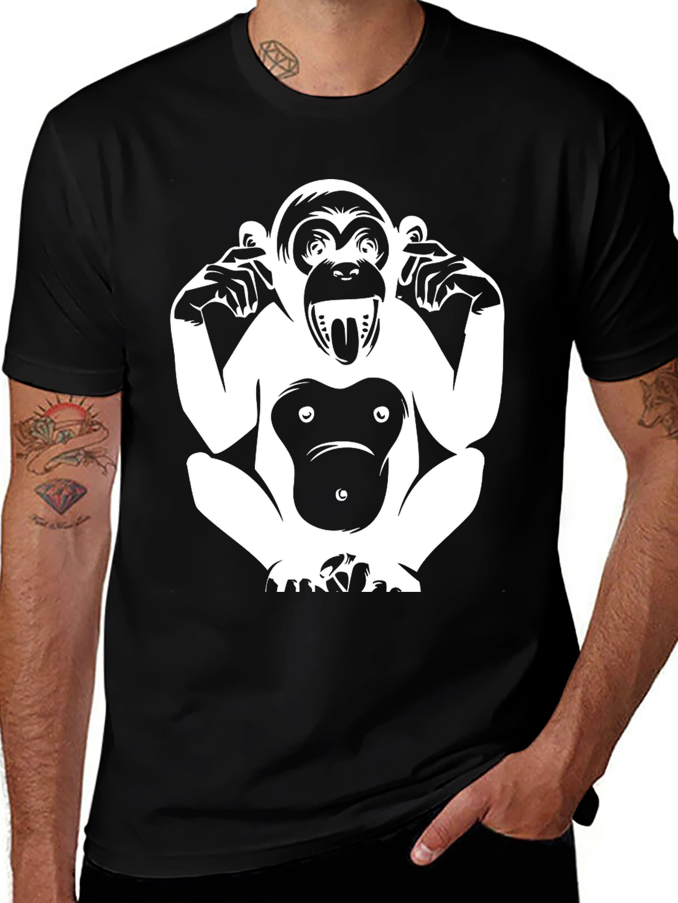 Variant 5 of Hear No Evil Monkey Graphic Tee - Black