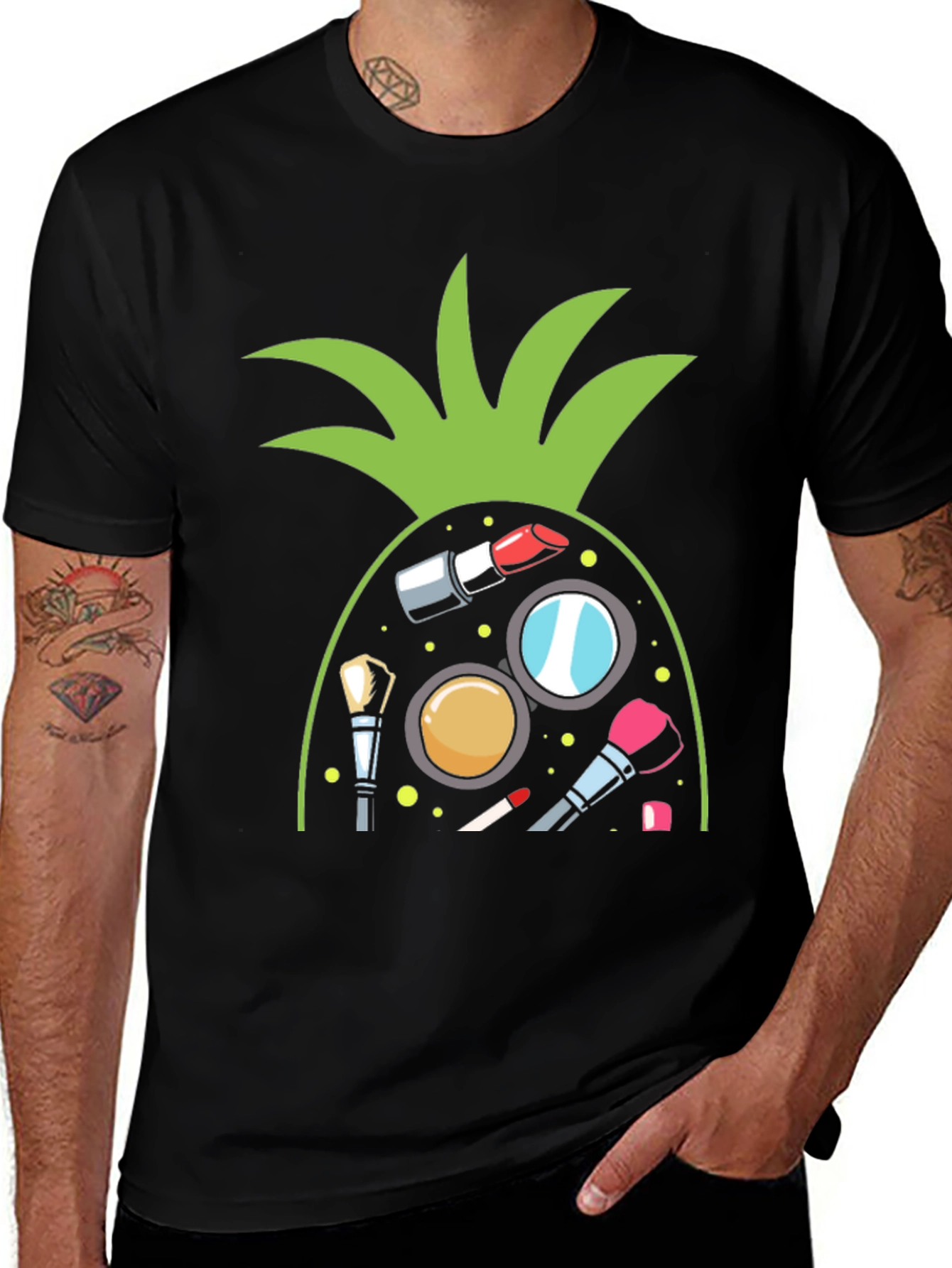 Variant 15 of Makeup Pineapple Black T-Shirt