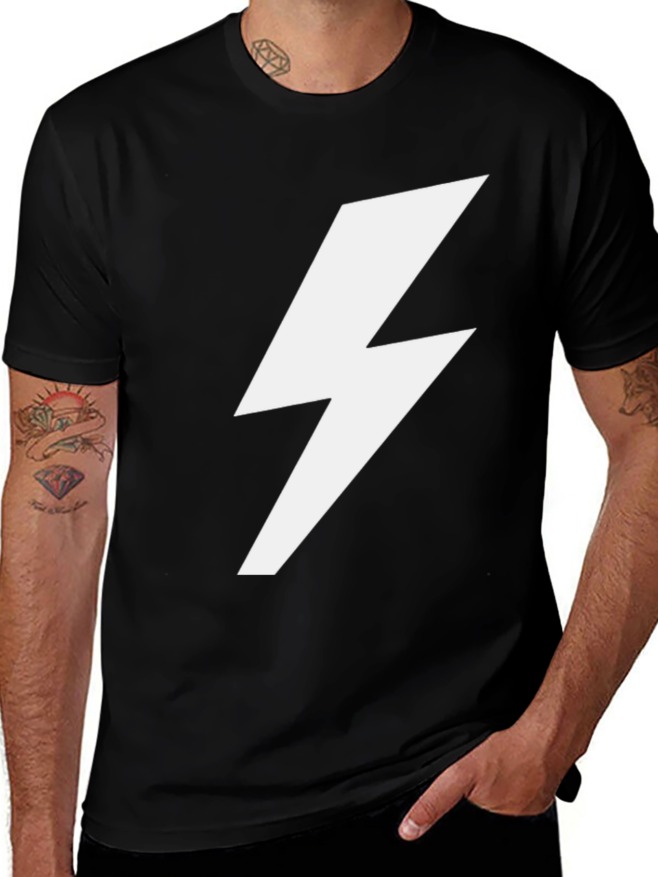 Variant 23 of Lightning Bolt Graphic Tee - Black
