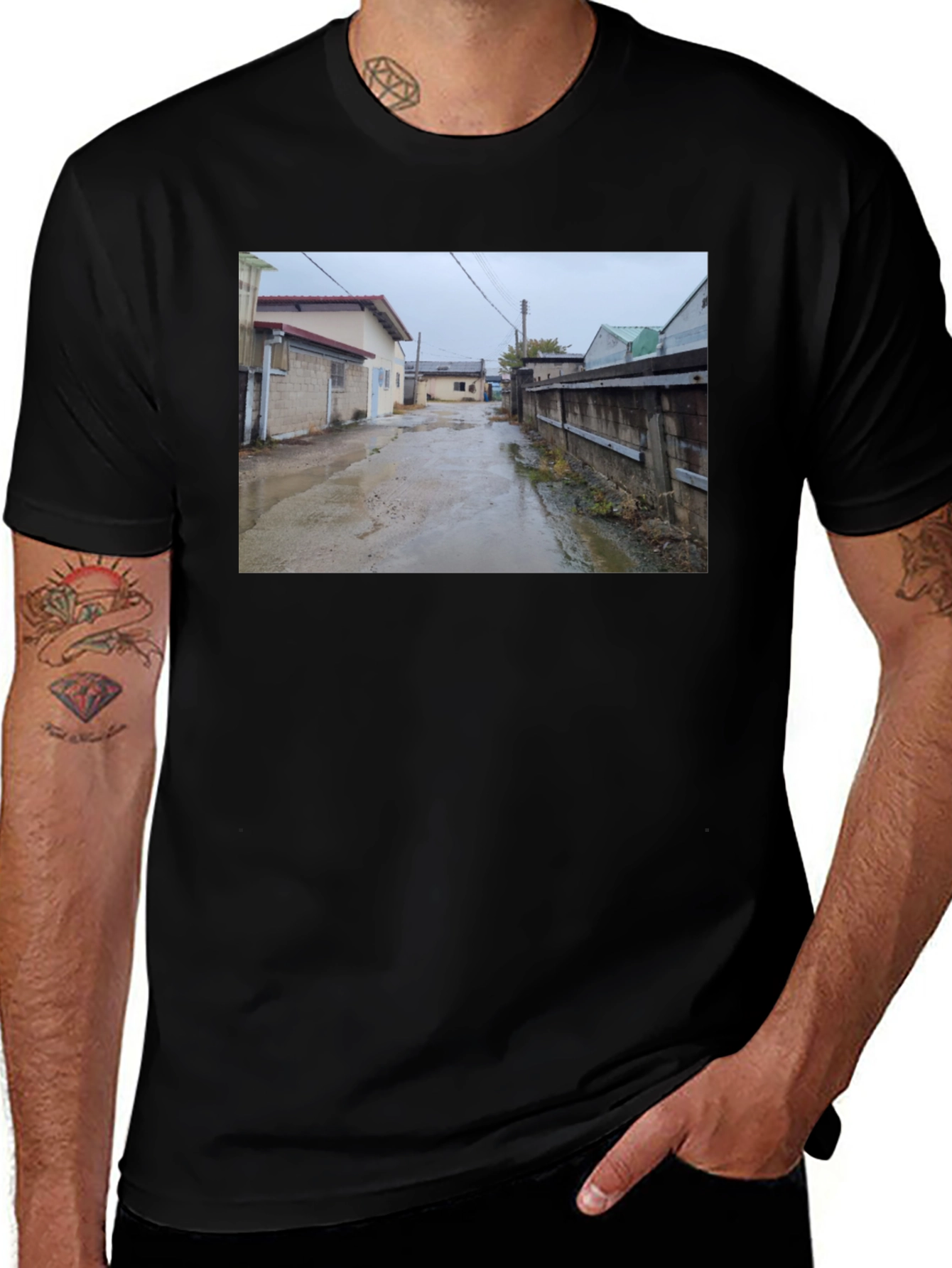 Variant 22 of Unique Street View Graphic Tee - Black