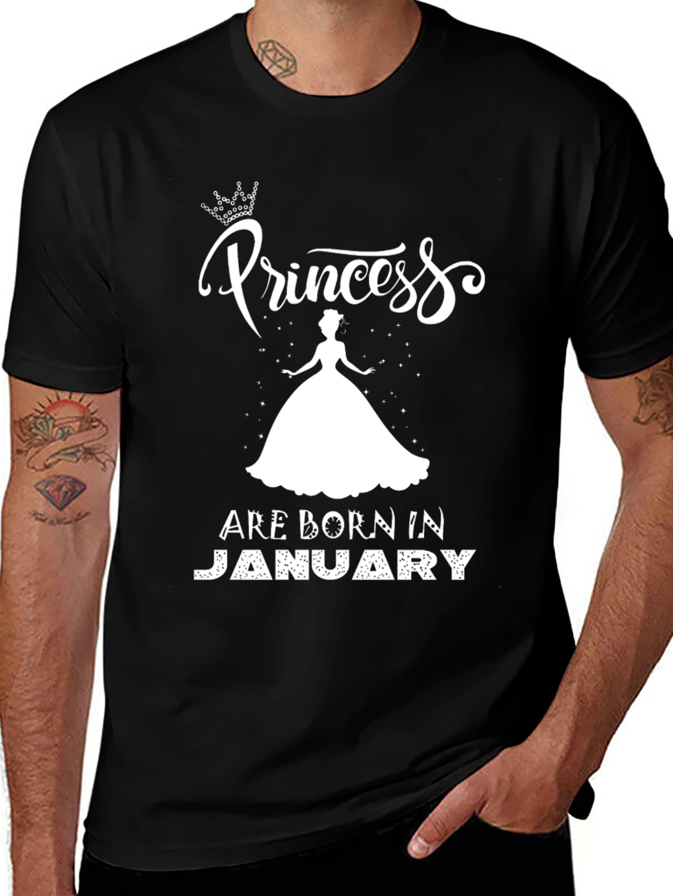 Princess Born in January - Black T-shirt