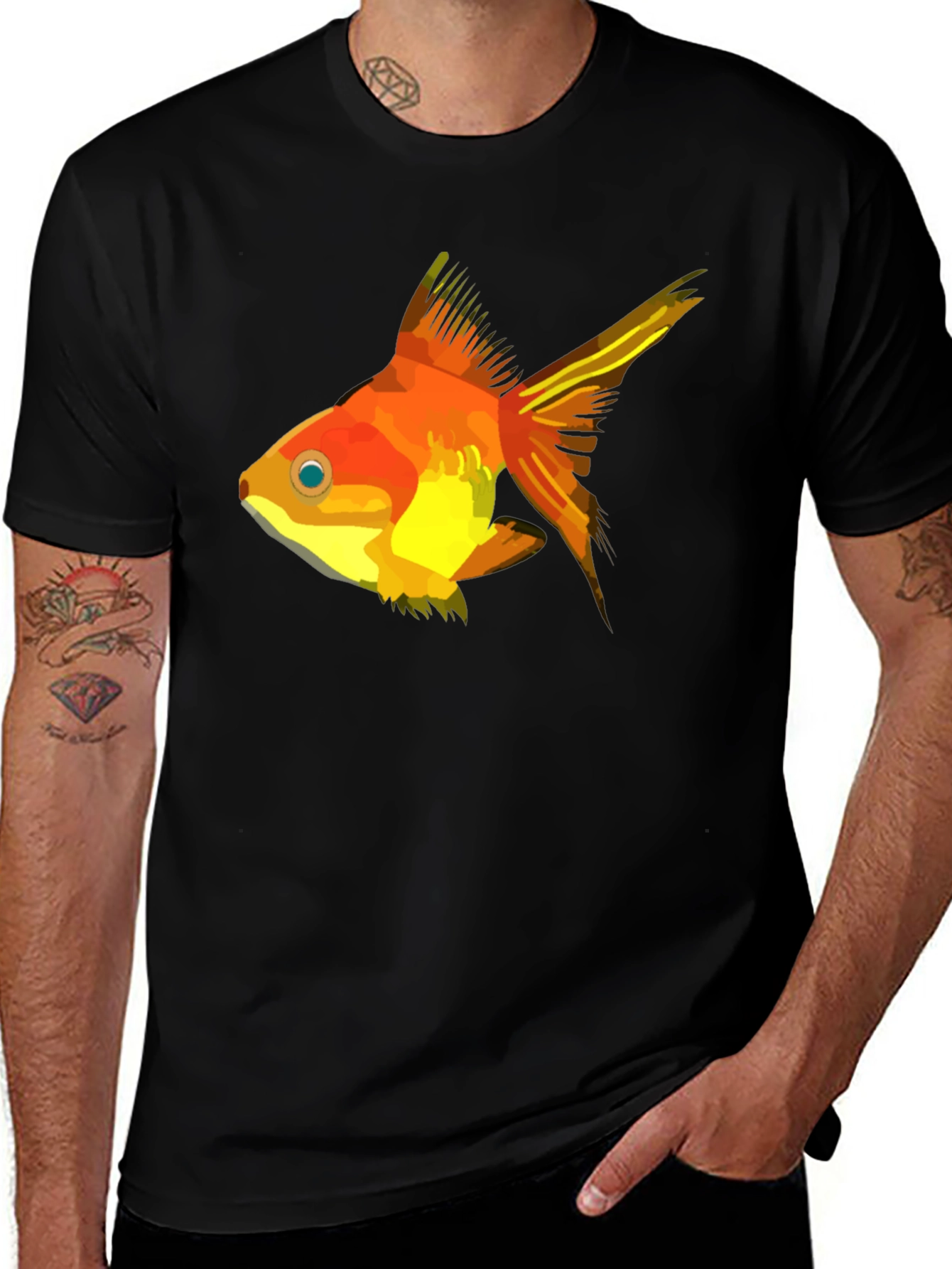 Variant 19 of Goldfish Graphic Tee - Black Cotton T-Shirt