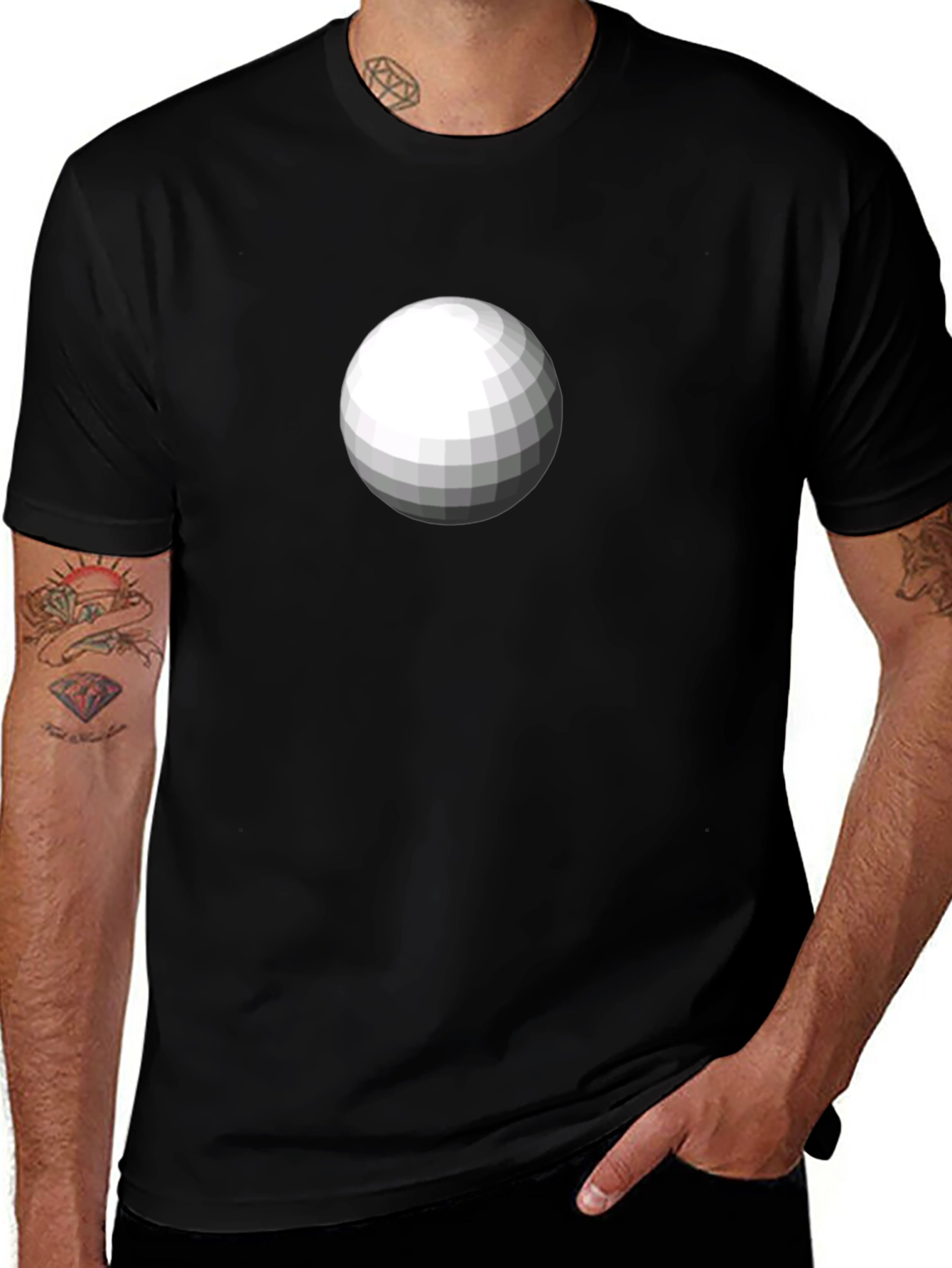 Variant 20 of Geometric Sphere Graphic Tee - Casual Black T-Shirt