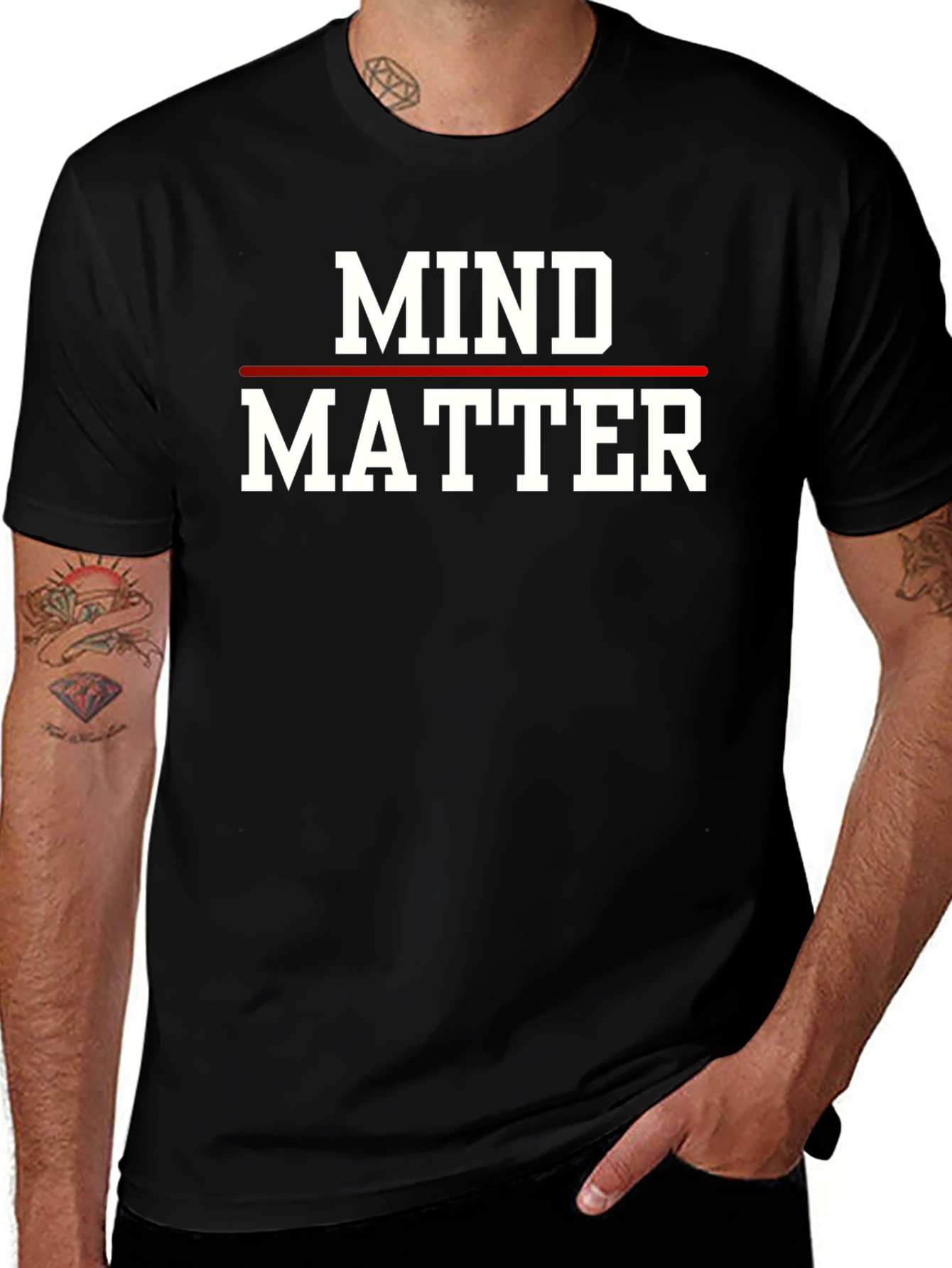 Variant 24 of Mind Over Matter Graphic Tee - Unisex Black T-Shirt