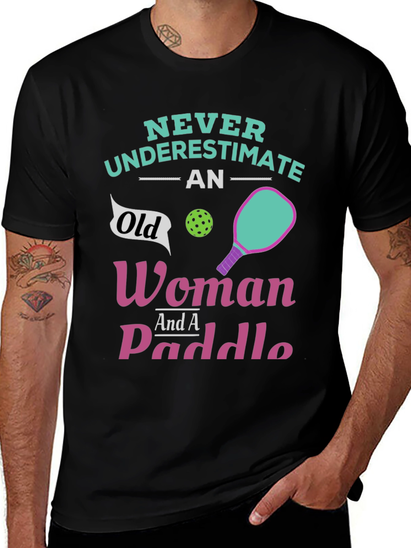 Variant 5 of Never Underestimate An Old Woman and a Paddle T-Shirt