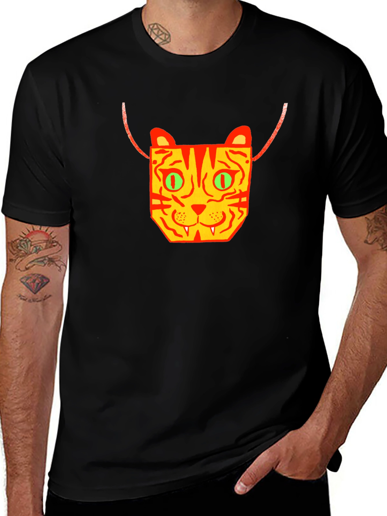 Black Graphic Cat T-Shirt - Cool & Unique Design main image