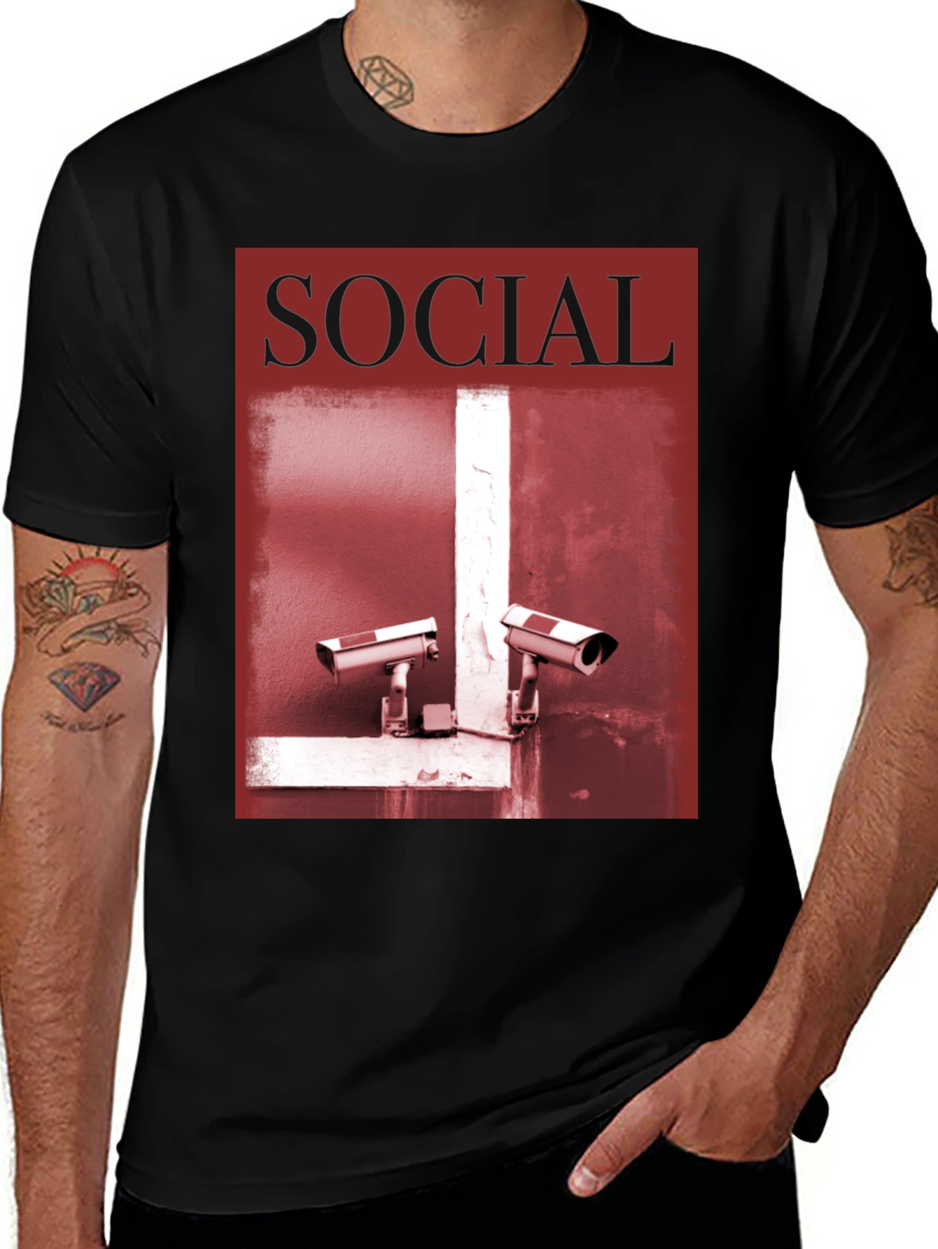 Variant 17 of Social Camera Graphic Tee - Black Cotton T-Shirt