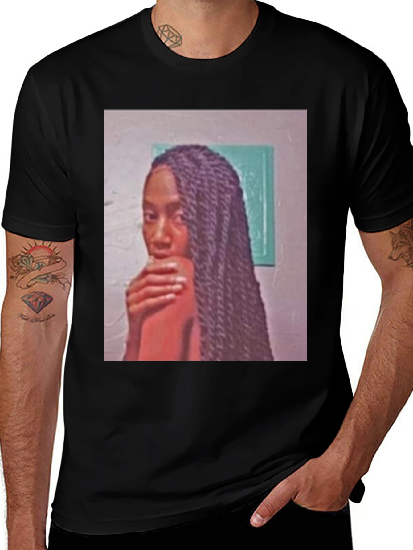Variant 29 of Statement T-Shirt with Artistic Portrait Print